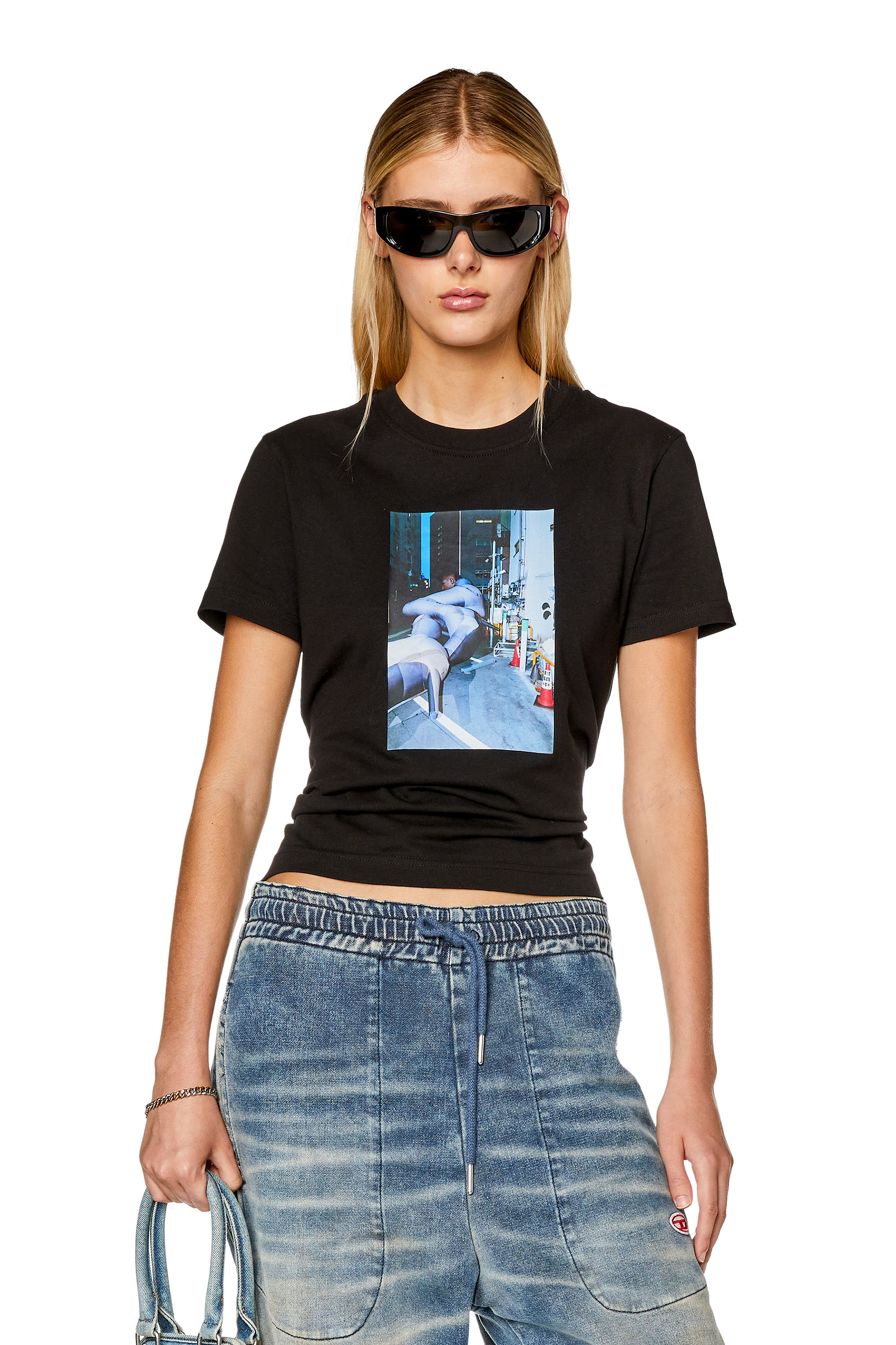Diesel T-shirt With Shiny Photo Print In Tobedefined