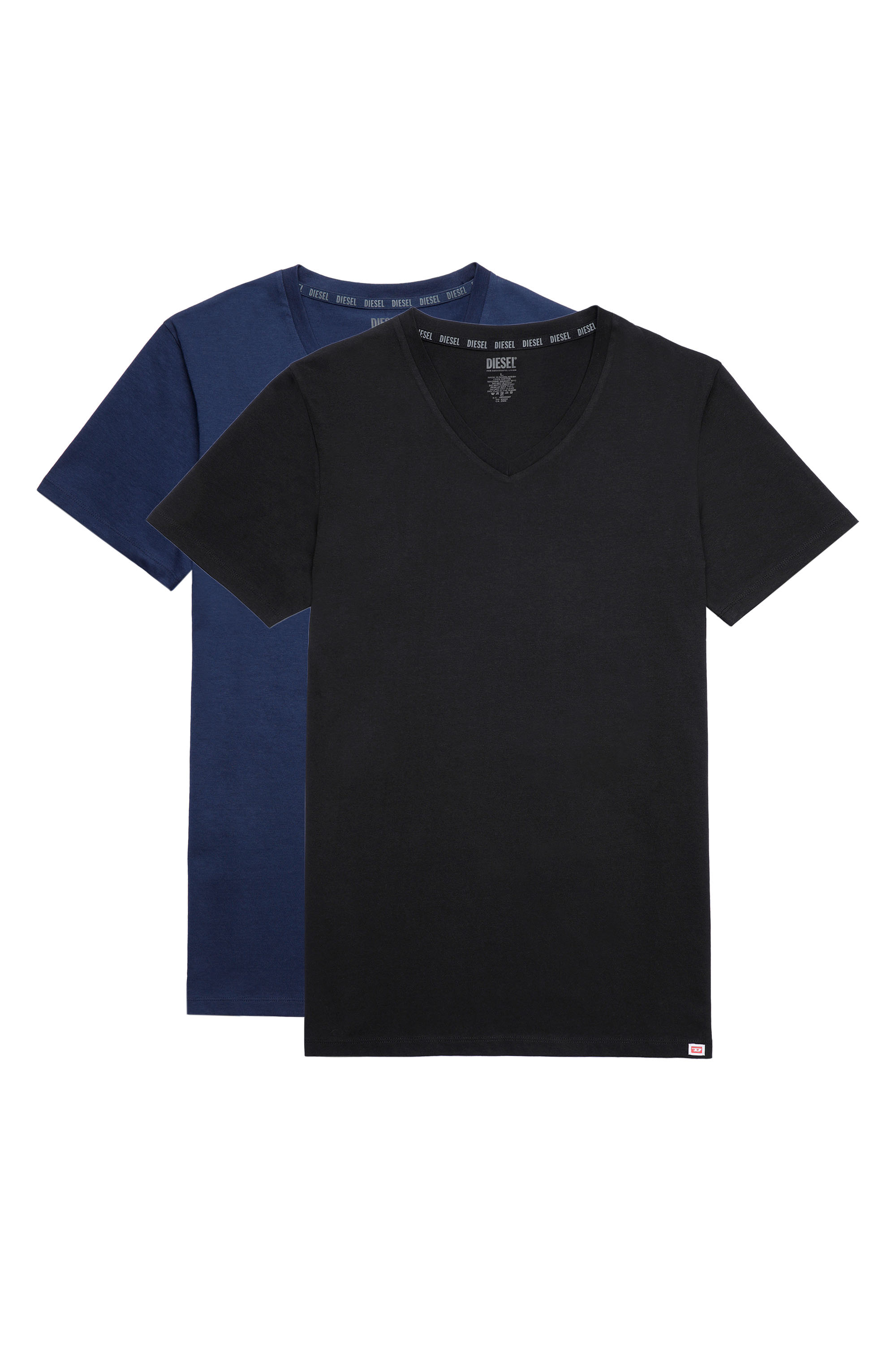 Diesel - Set di due T-shirt con scollo a V e patch D - Tops - Uomo - Multicolor