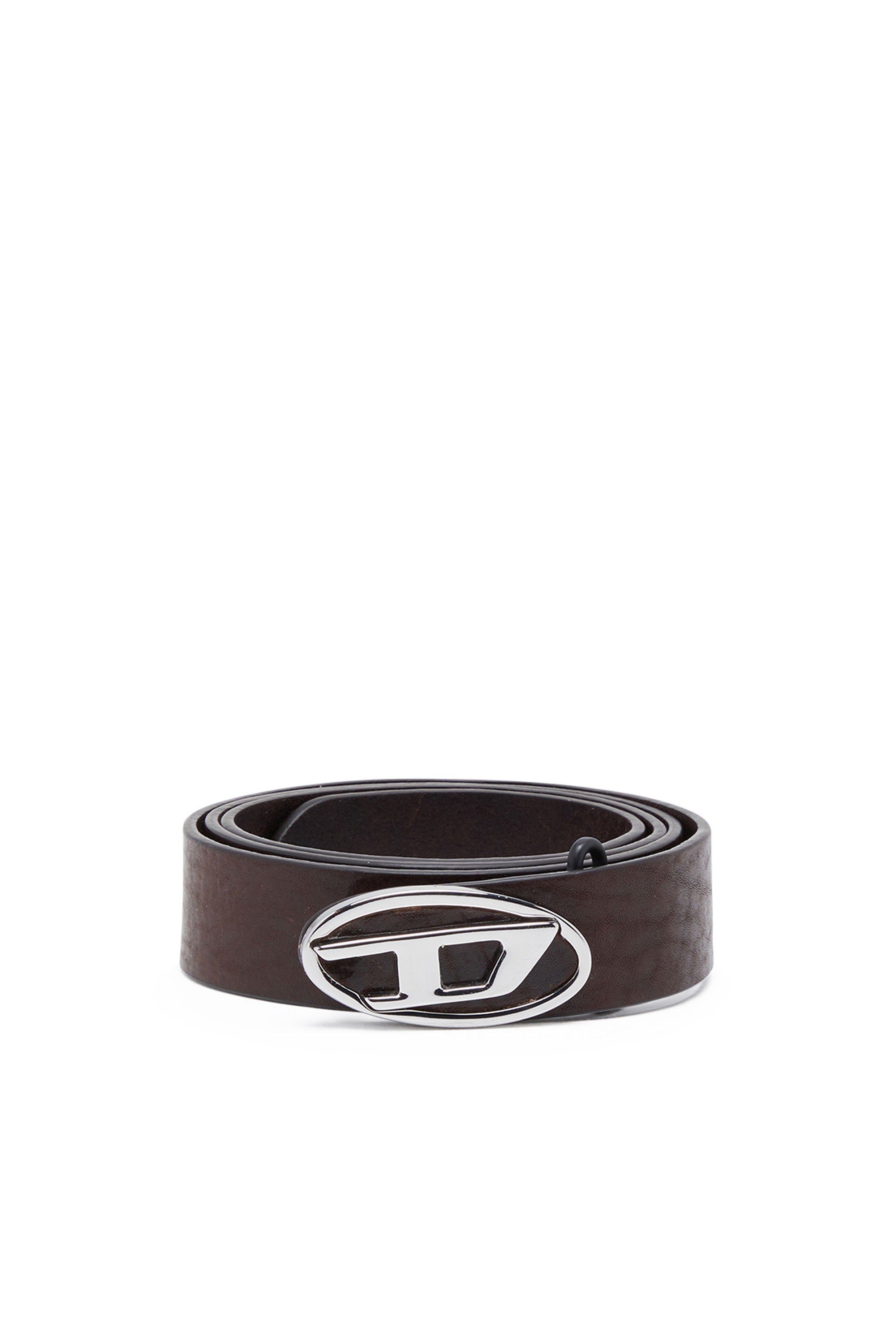 Diesel - Reversible leather belt with Oval D logo - Belts - Man - Brown