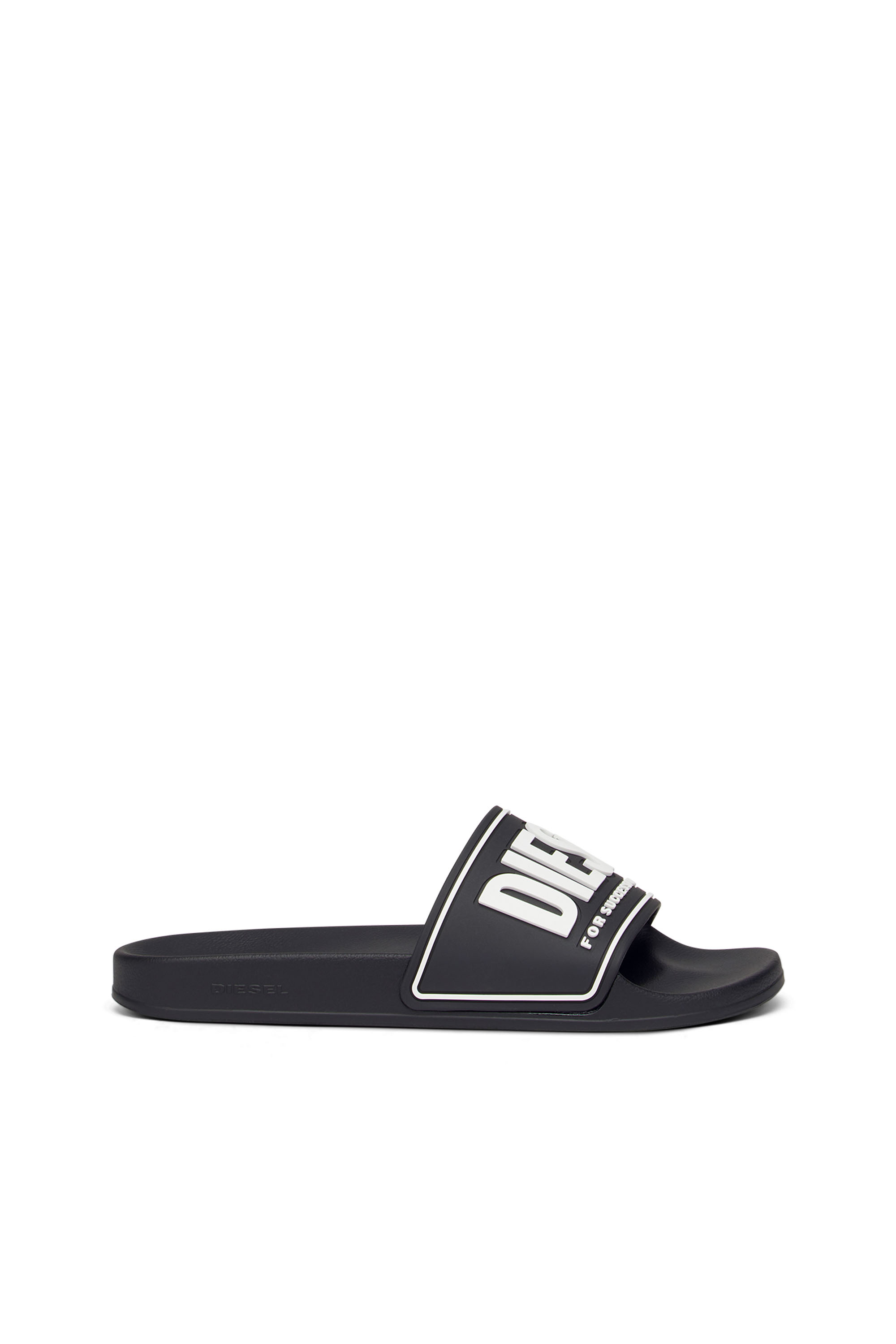 Diesel Women's Black - Sa-Mayemi-Rubber Slides With Embossed Logo - Slides - Woman Size 36