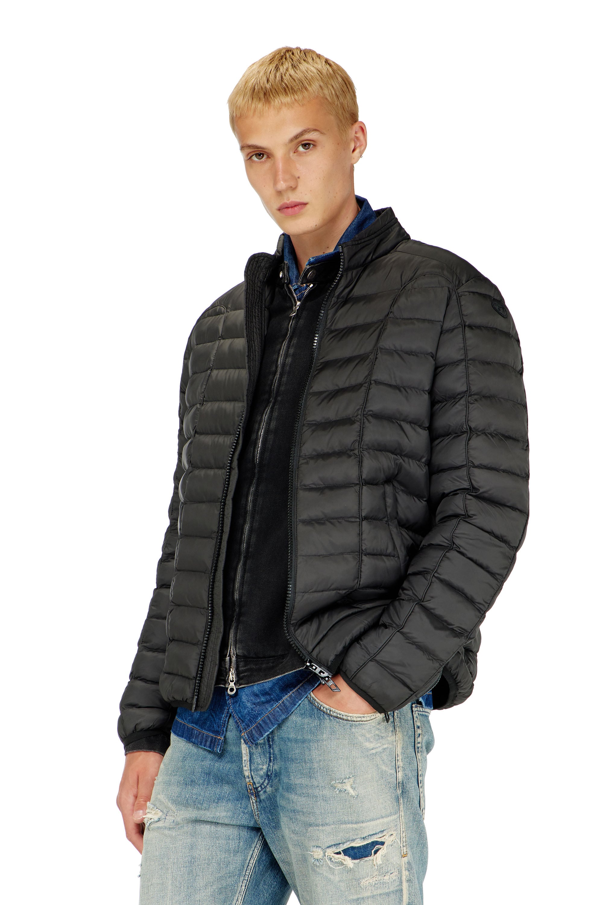 Diesel Miesten Musta - Puffer Jacket In Light Nylon - Winter Jackets - Man Koko 52
