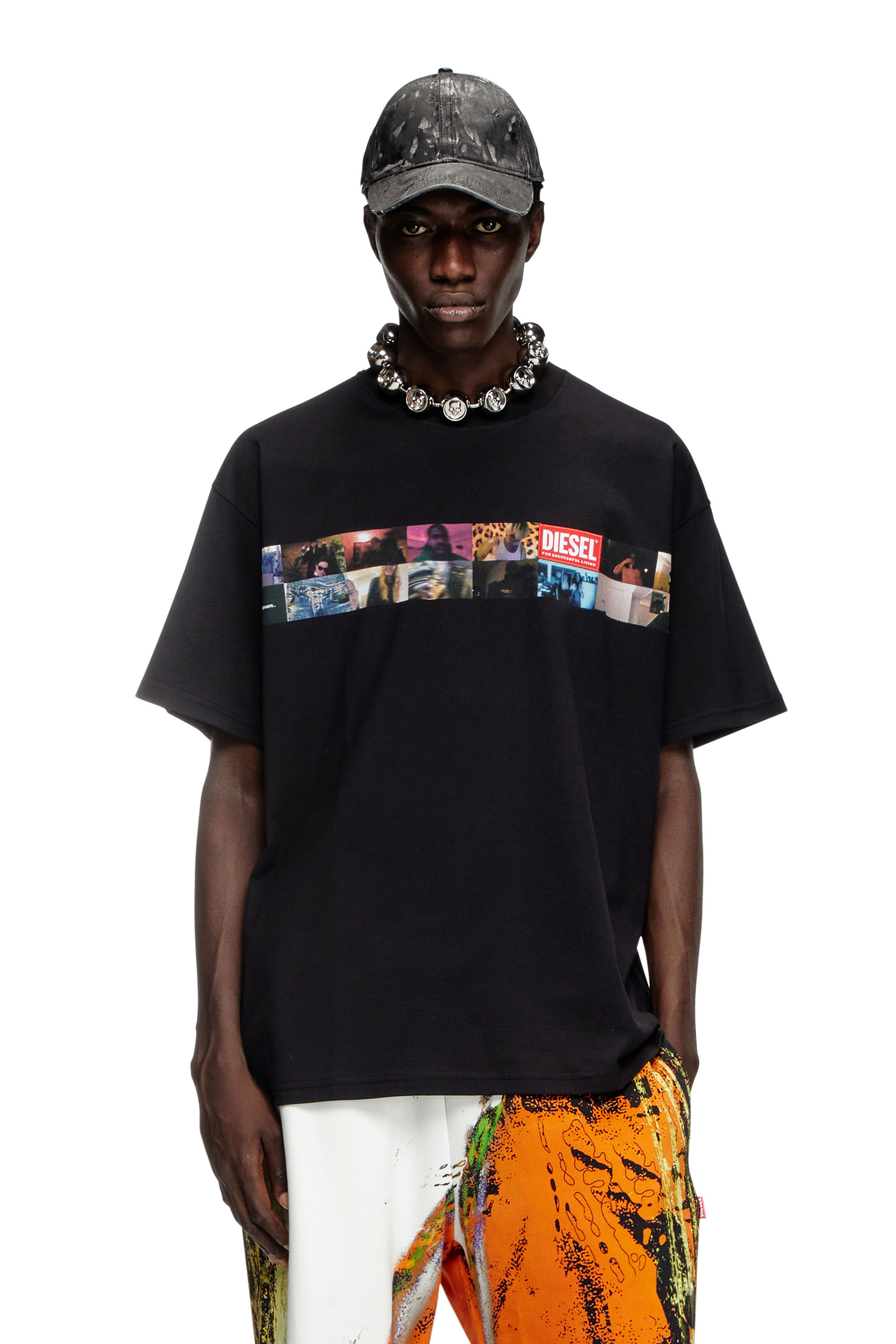 Shop Diesel T-shirt With Livestream Print In Black