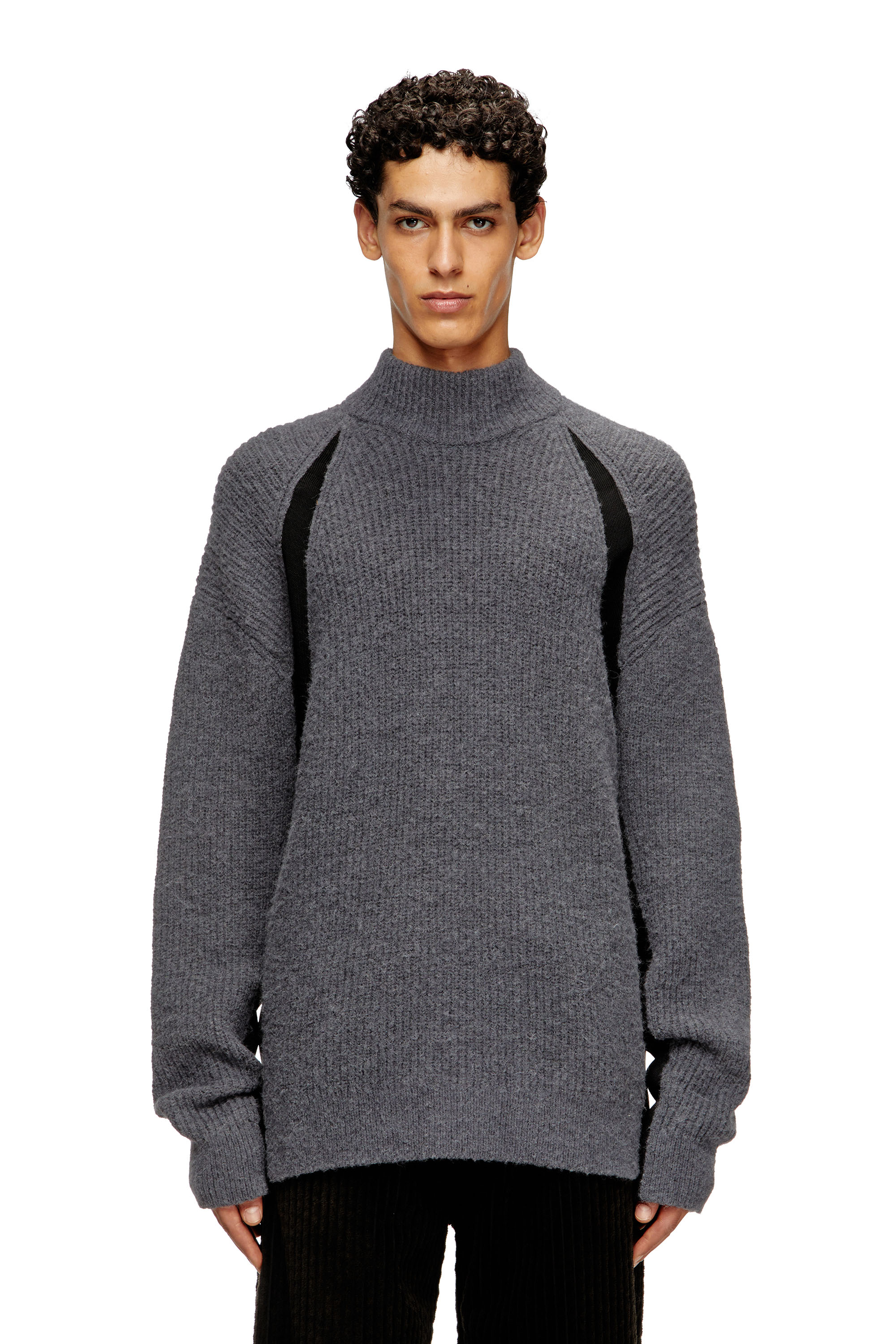 Diesel Alpaca-blend Jumper With Contrast Inserts In Gray