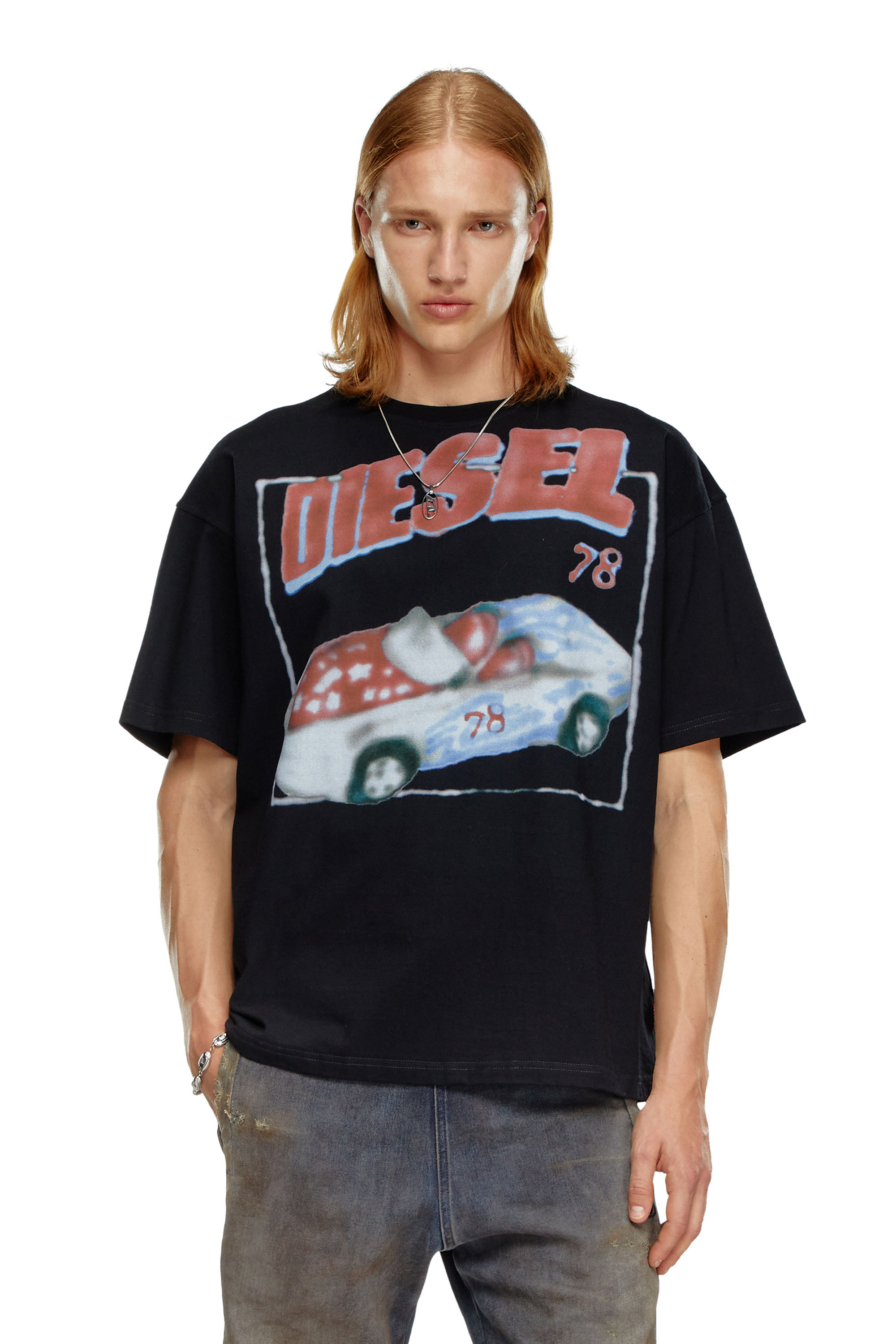 Diesel - T-shirt con stampa macchina - T-Shirts - Uomo - Nero