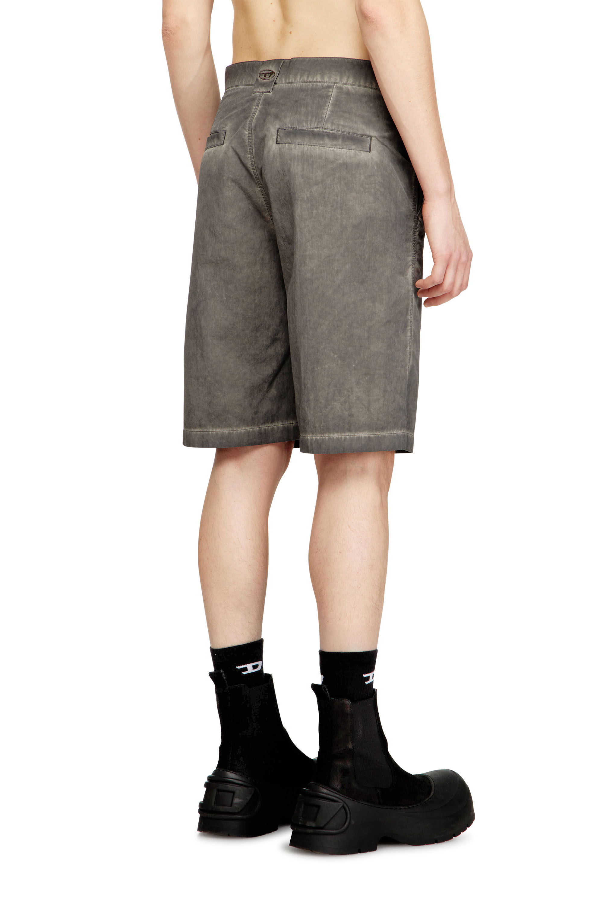 Diesel - P-HANT-CHINO-SHORT-TREAT, Man's Nylon-cotton shorts with pigment dye in Grey - 3