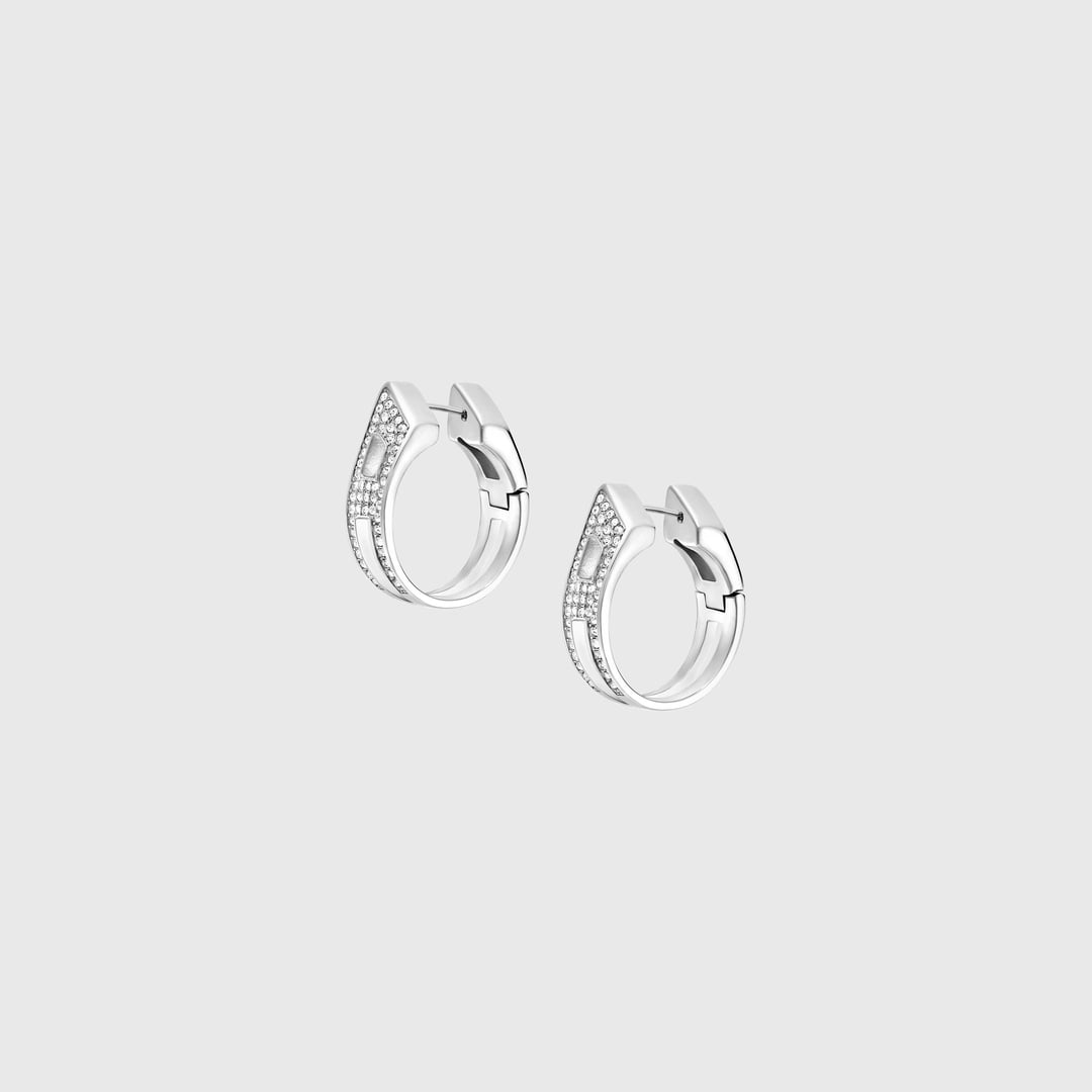 Diesel - Stainless steel pave hoop earrings - Earrings - Unisex - Silver