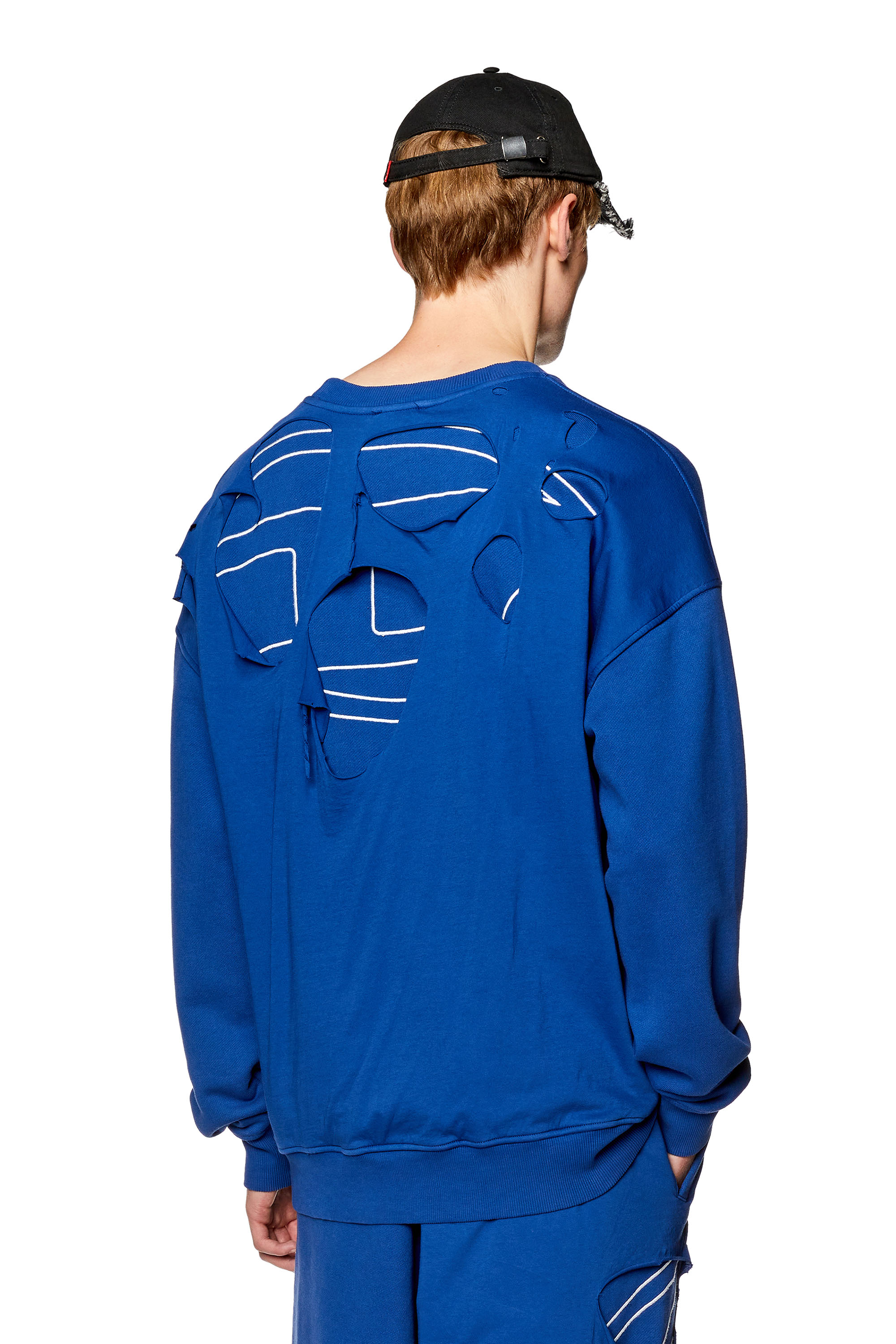 Diesel - Ripped sweatshirt with logo embroidery - Sweaters - Man - Blue