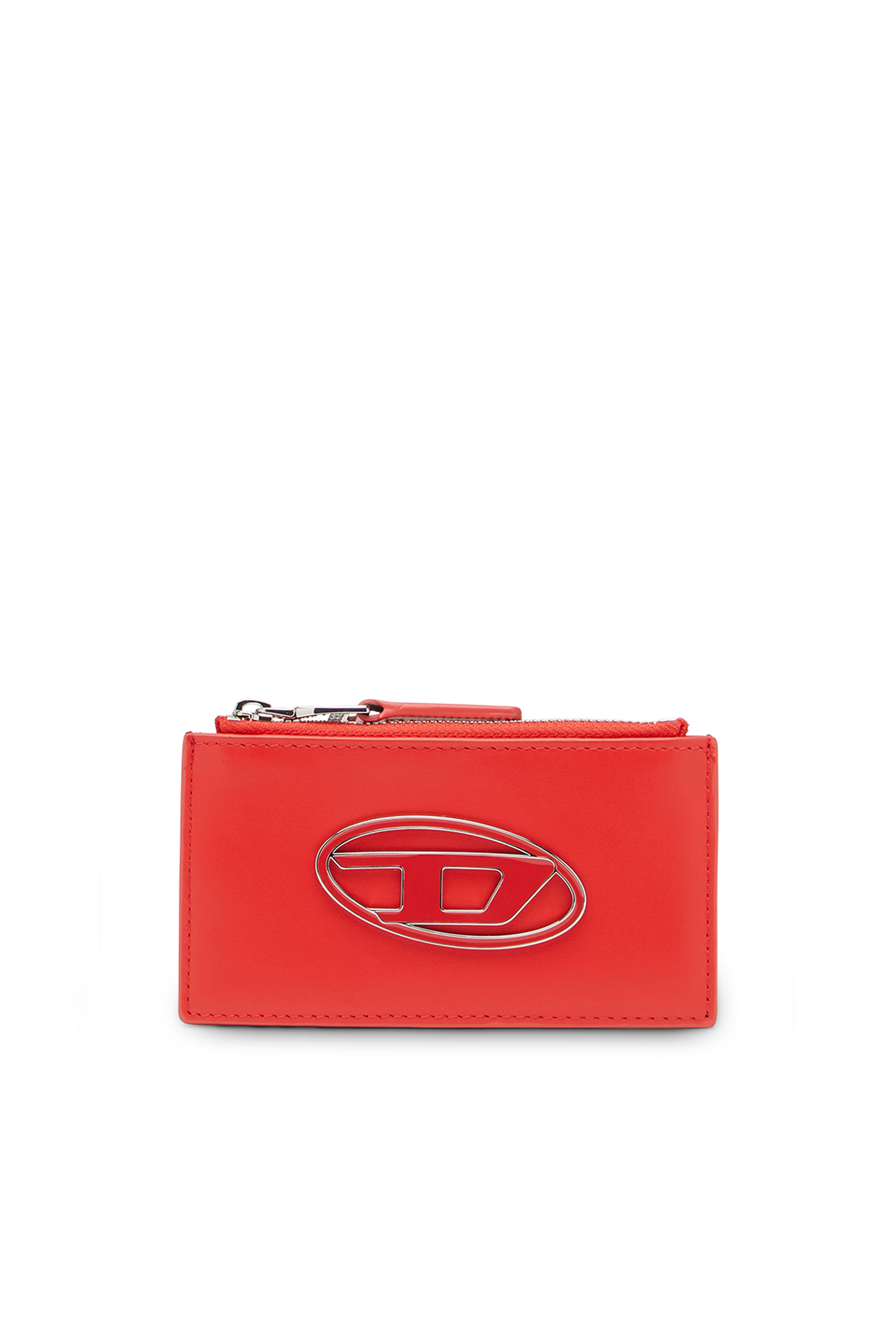 Diesel - Portacarte in pelle con targhetta con logo - Portacarte - Donna - Rosso