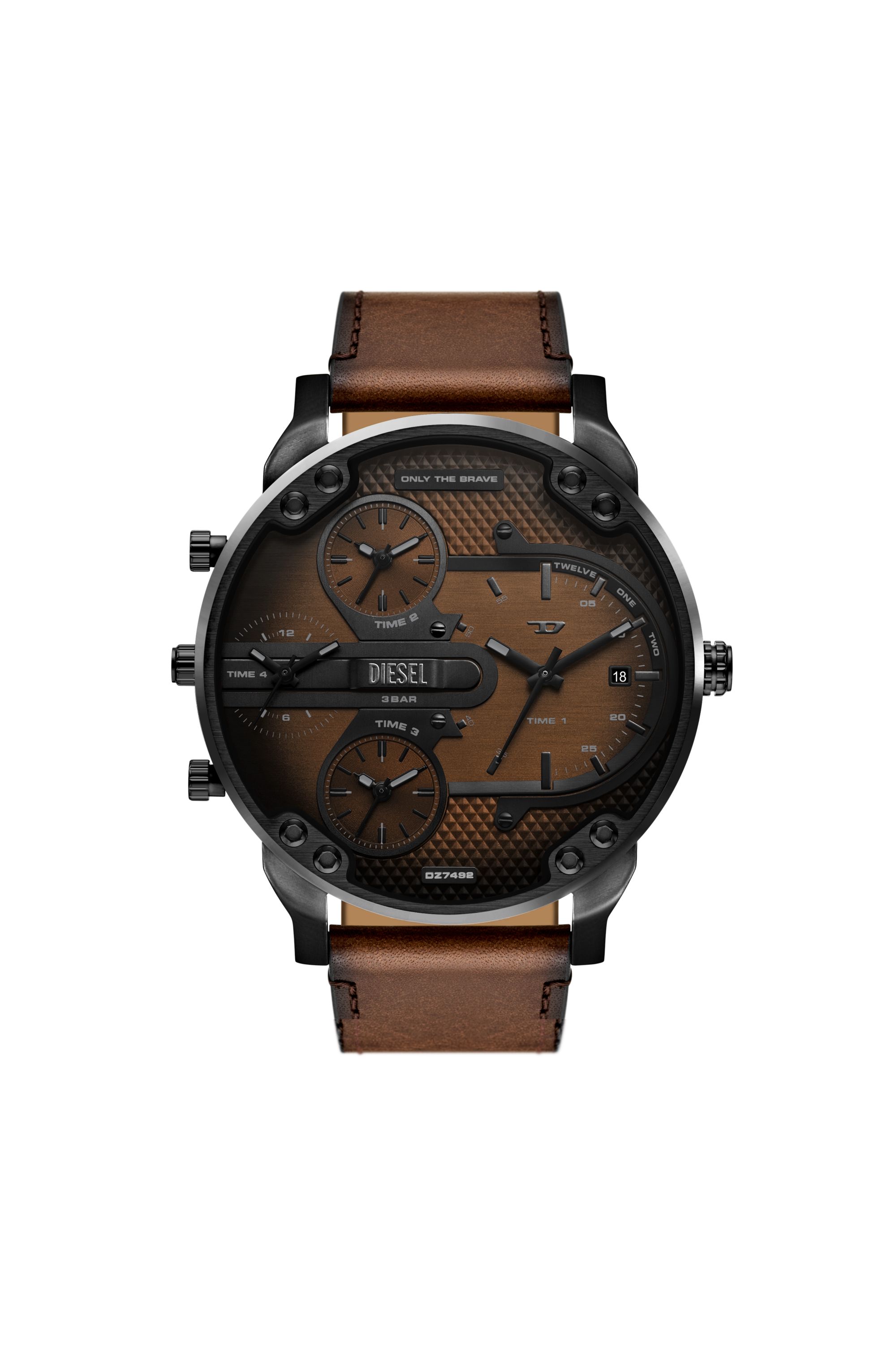 Diesel Men's Brown - Mega Chief Slim Leather Watch - Timeframes - Man Uni