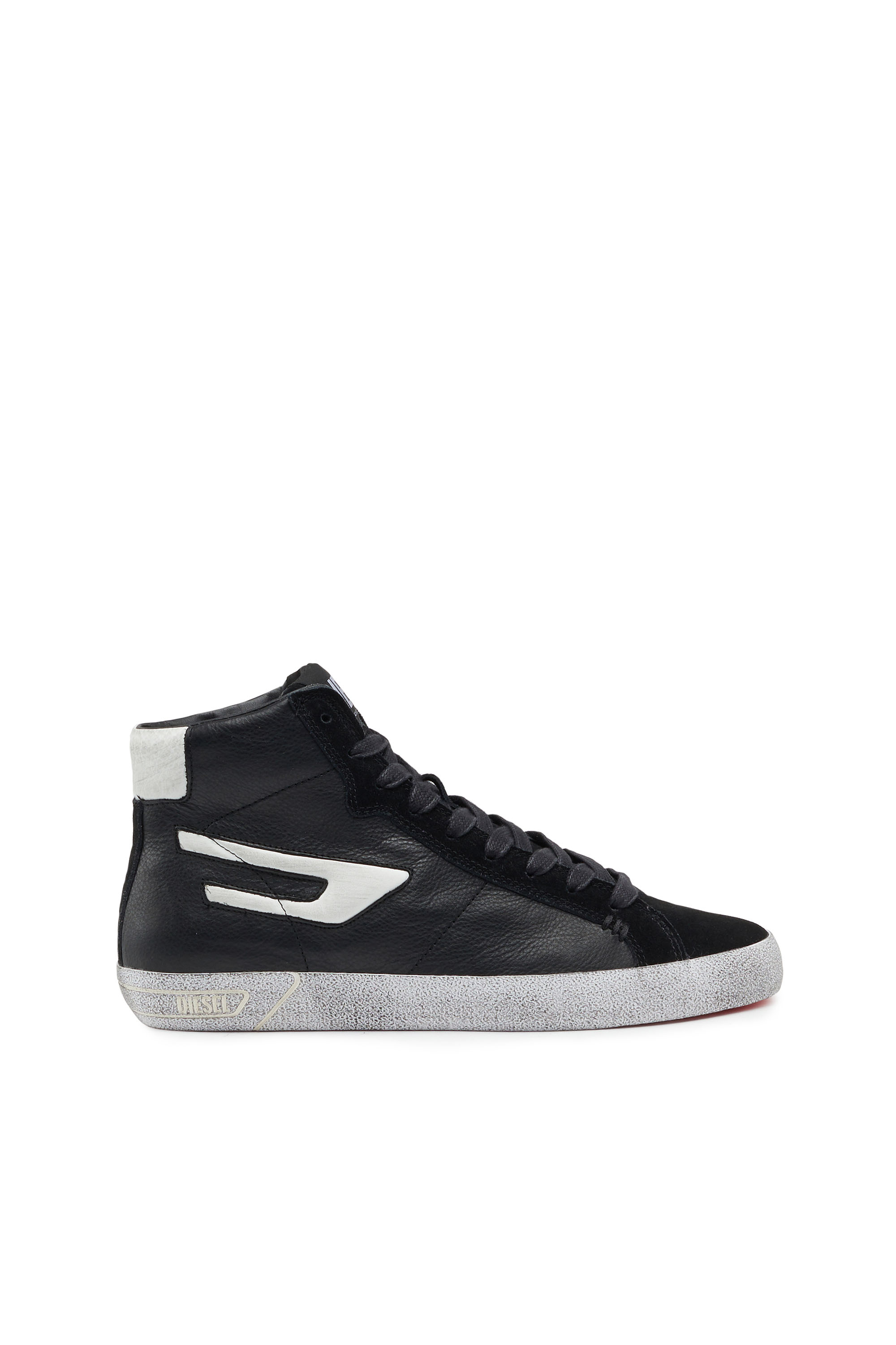 Diesel - S-Leroji Mid W - High-top leather sneakers with D logo - Sneakers - Woman - Black