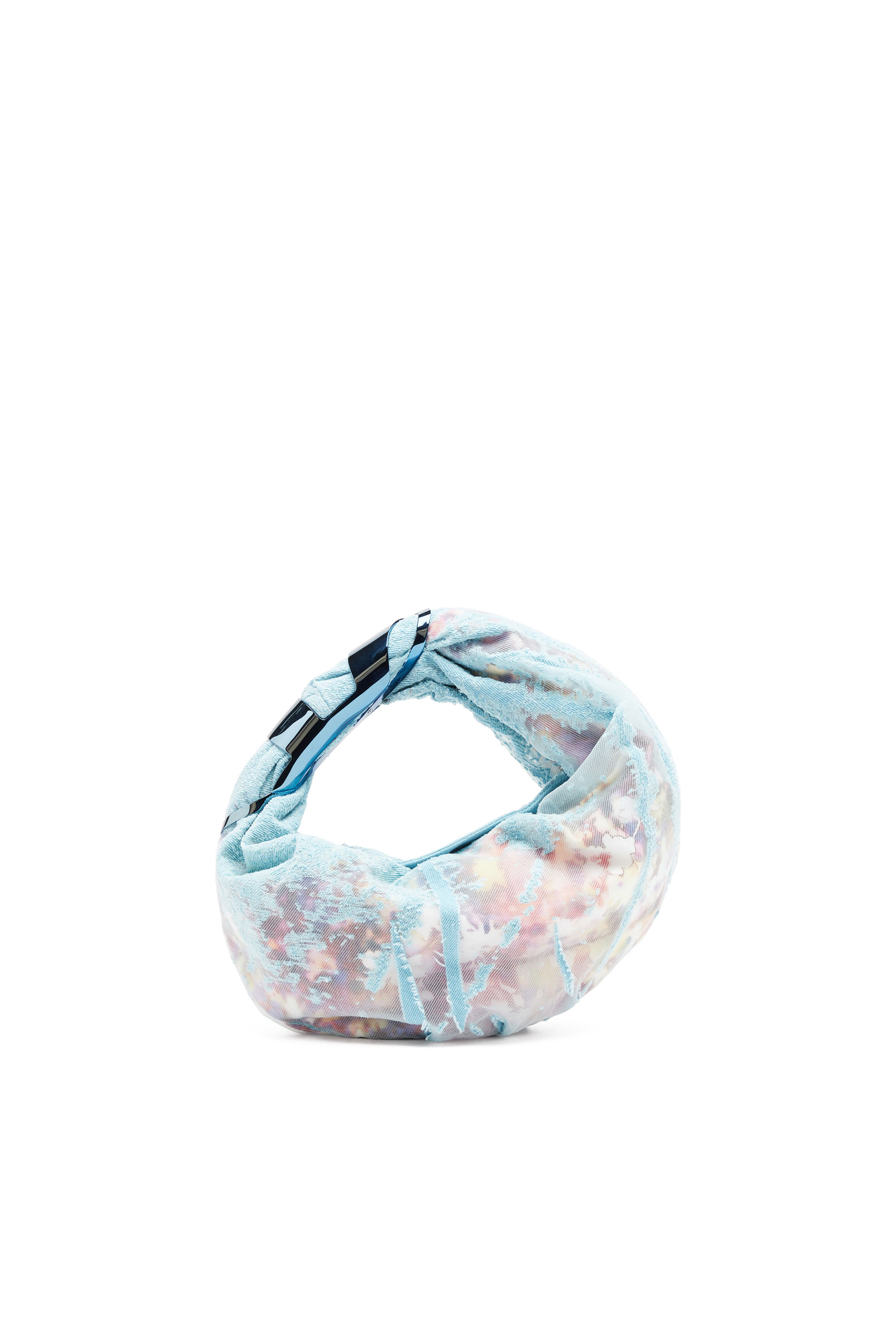 Diesel - Grab-D Hobo S - Hobo bag in flower devoré denim - Shopping and Shoulder Bags - Woman - Blue