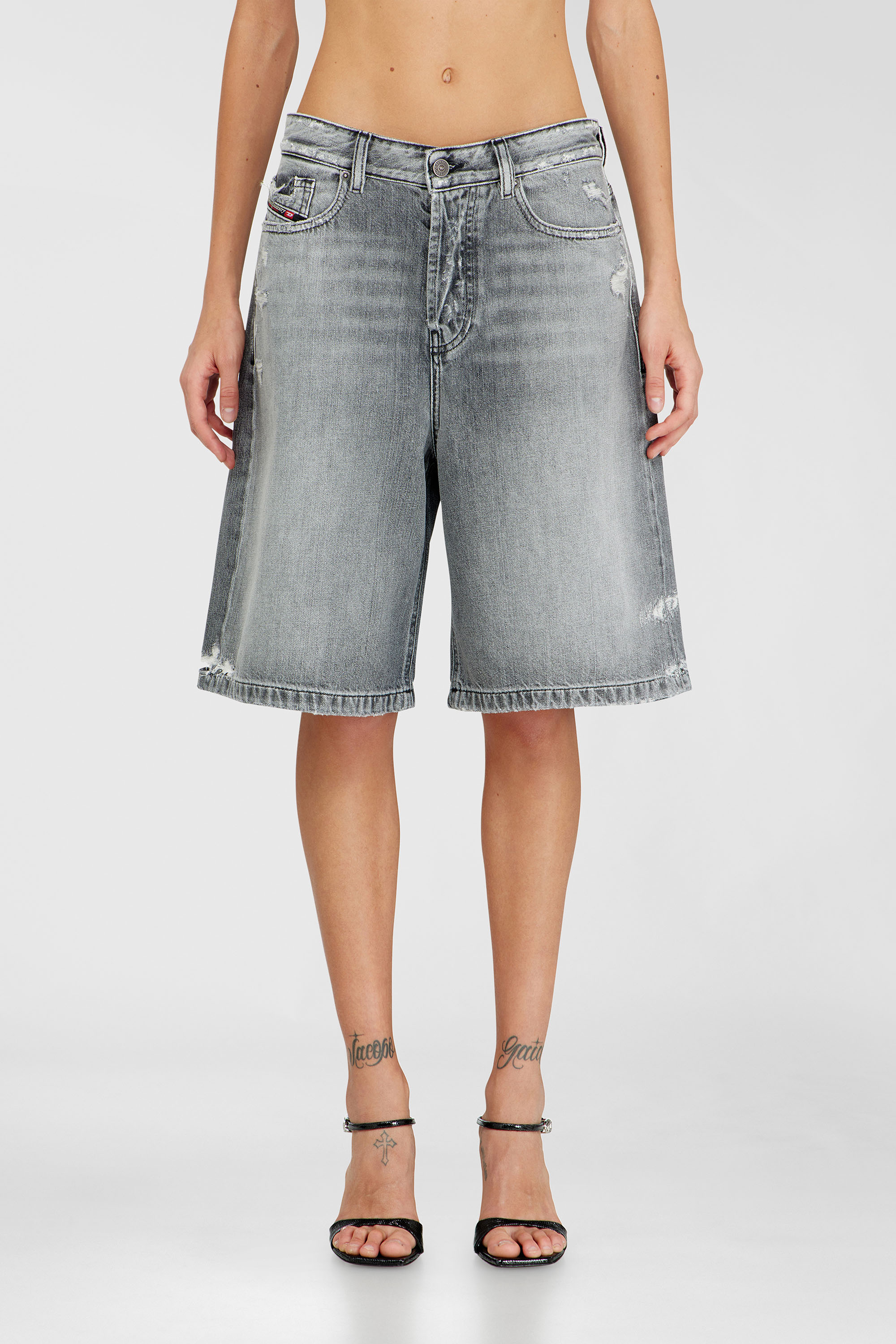 Diesel - Denim shorts with frayed hems - Shorts - Woman - Grey
