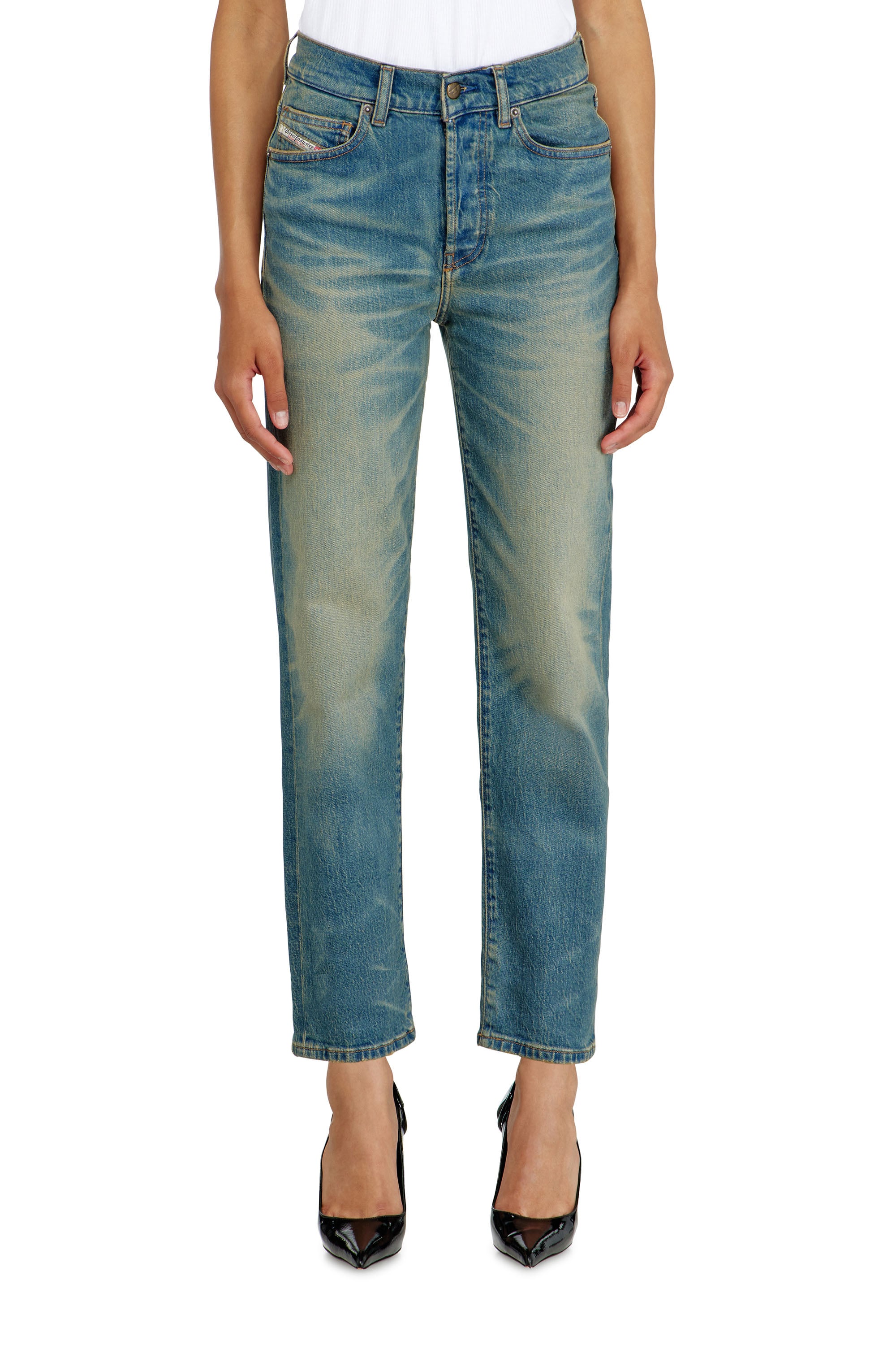 Diesel Regular Jeans High Waist 1981 D-Went, Medium blue, Button fly