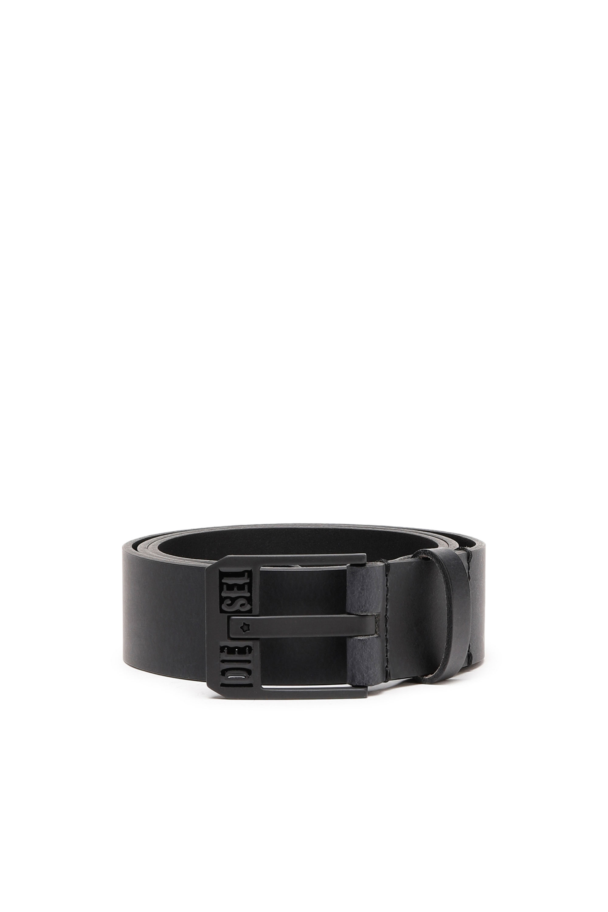 Diesel Men's Grey - 3.9Cm Leather Belt With Star Logo Buckle - Belts - Man Size 80