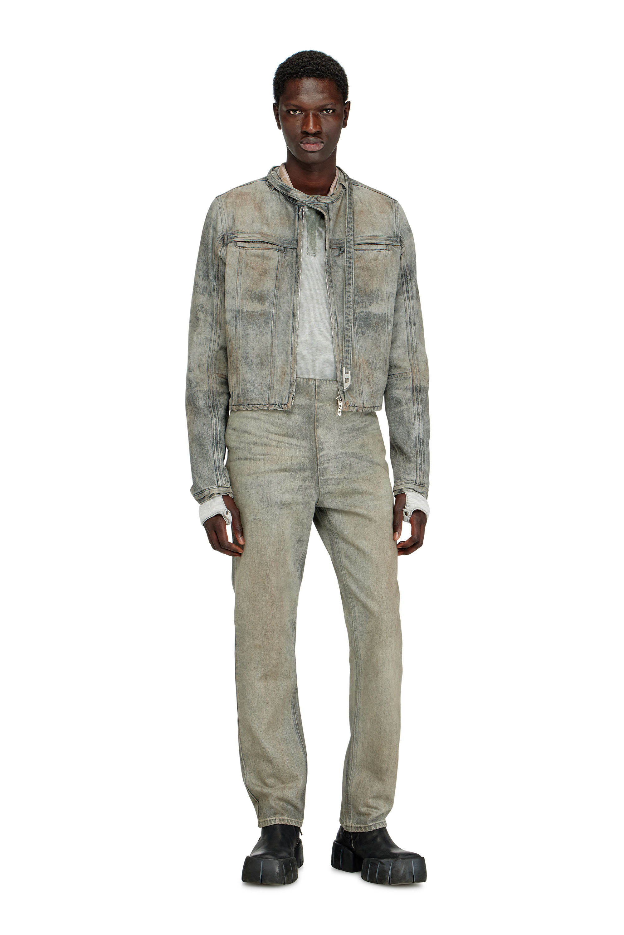 Diesel - D-VULMAR-FSI, Man's Jacket in cotton-hemp satin denim in Grey - 2