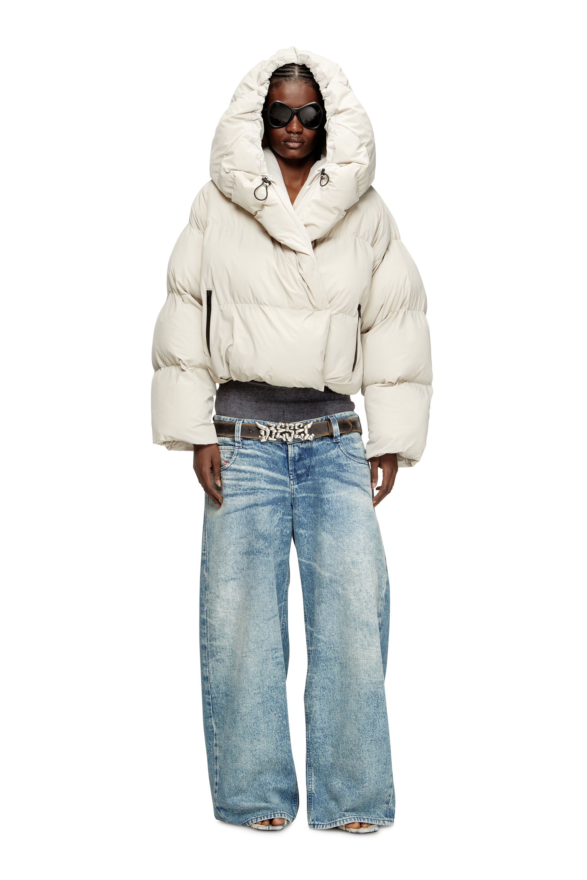 Diesel - W-ILEY-T1, Woman's Wrap puffer in bi-stretch nylon in Beige - 2