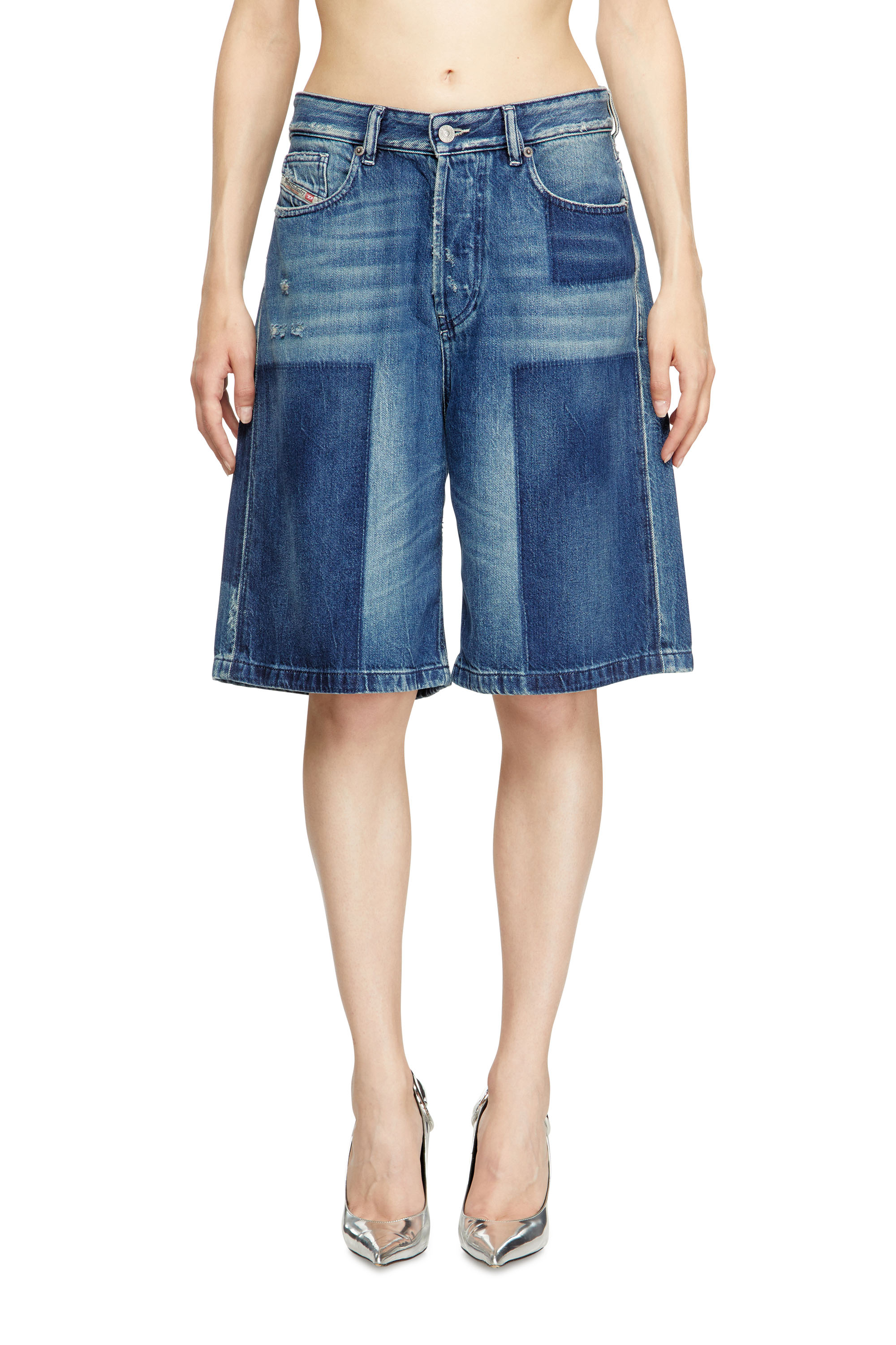 Diesel Shorts In Contrast-effect Denim