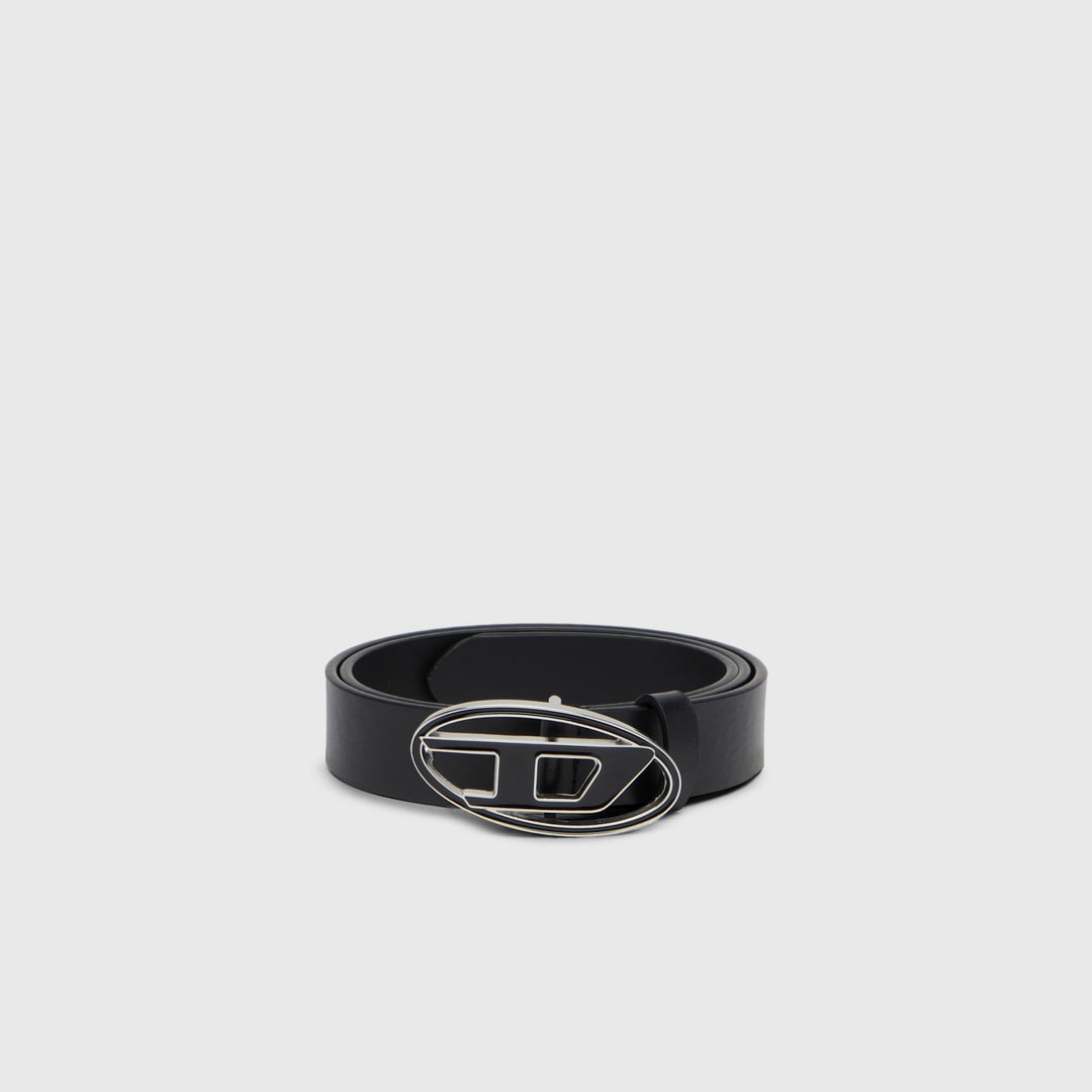 Diesel - 2.4cm leather belt with enamelled Oval D buckle - Belts - Woman - Black