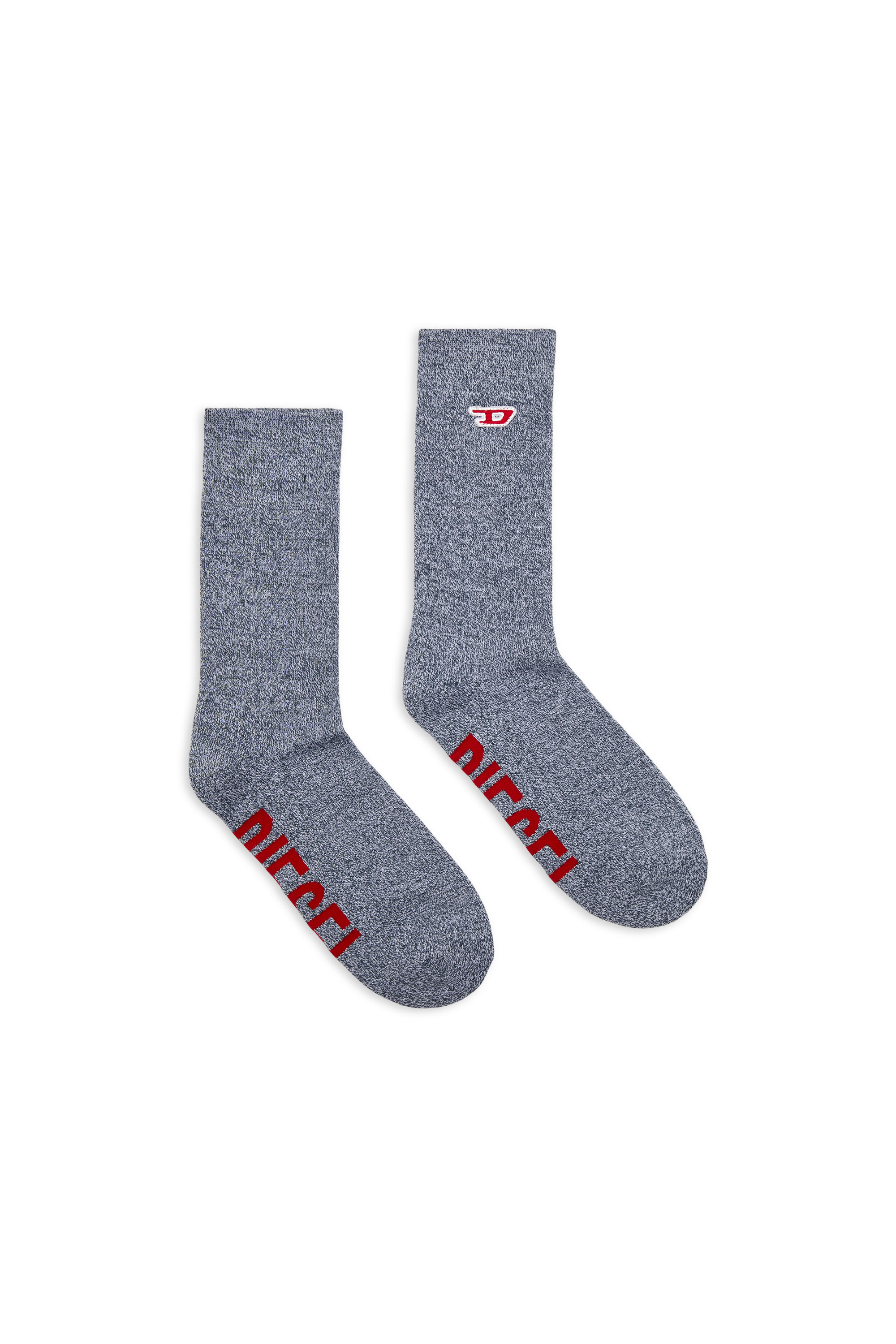 Diesel - Ribbed socks with D logo appliqué - Socks - Man - Grey