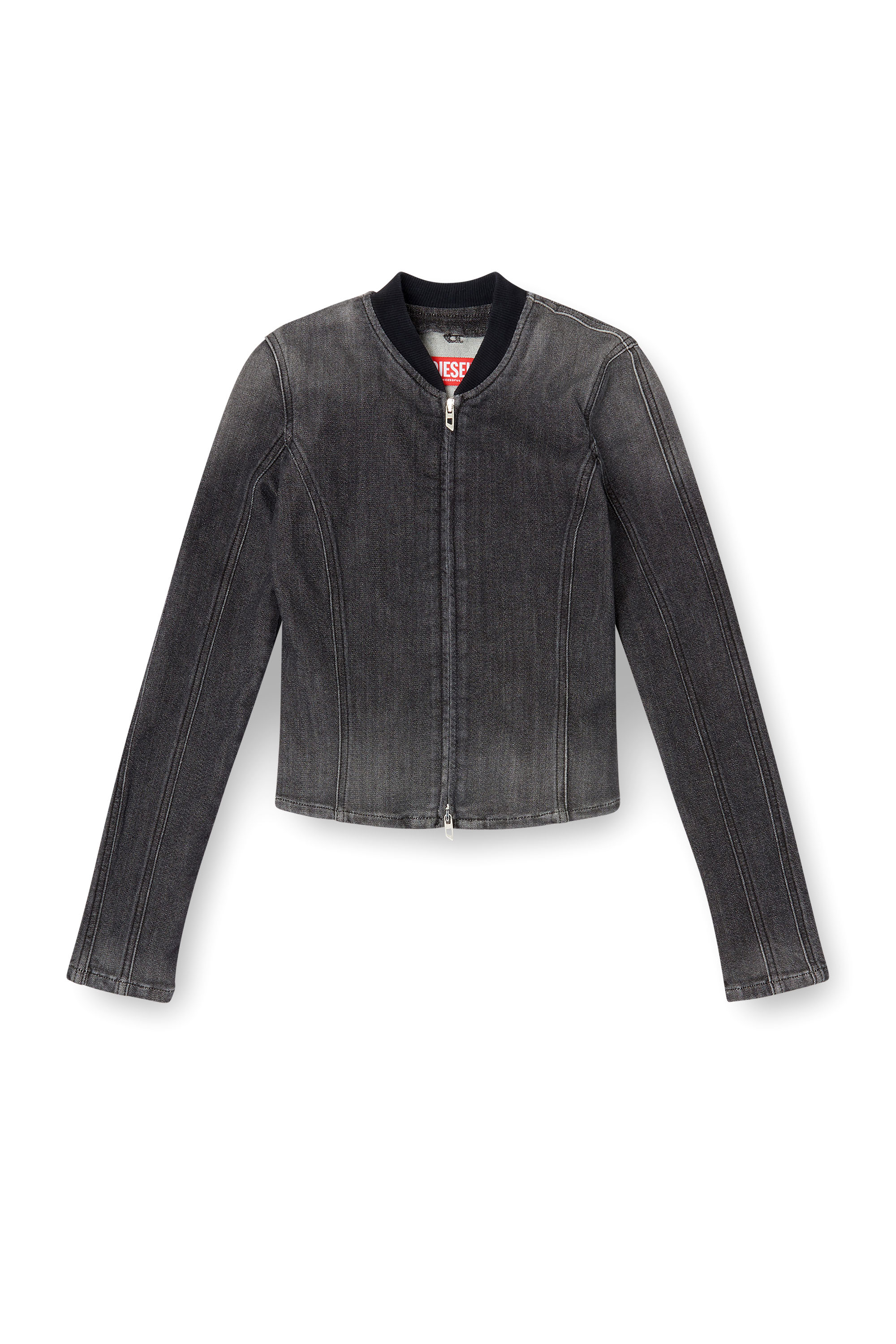 Diesel - DE-GARY-D JOGG, Woman's Cropped jacket in monochrome denim in Black - 3