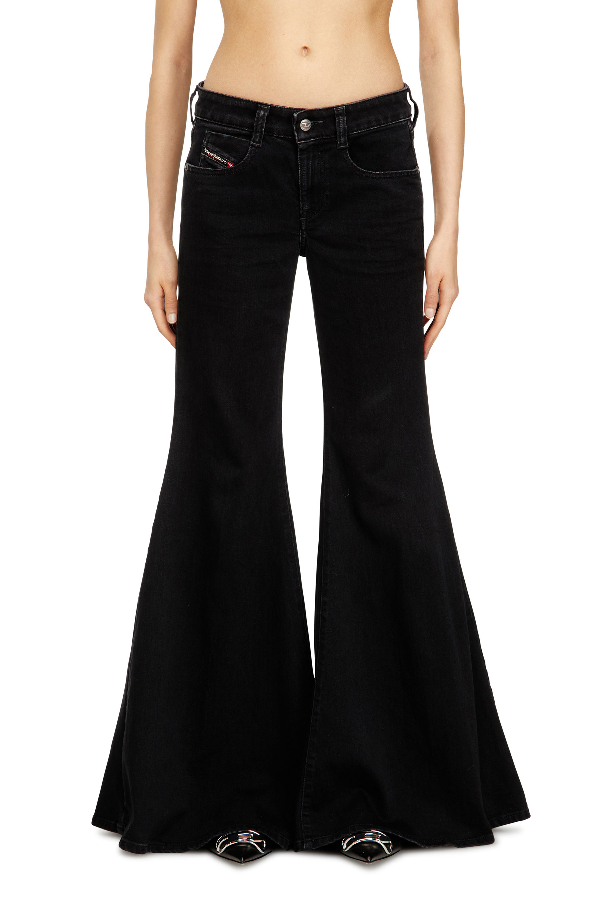 Diesel Nero Donna - Jeans Flare Vita Bassa 1970 D-Bleess - Jeans Taglia 28