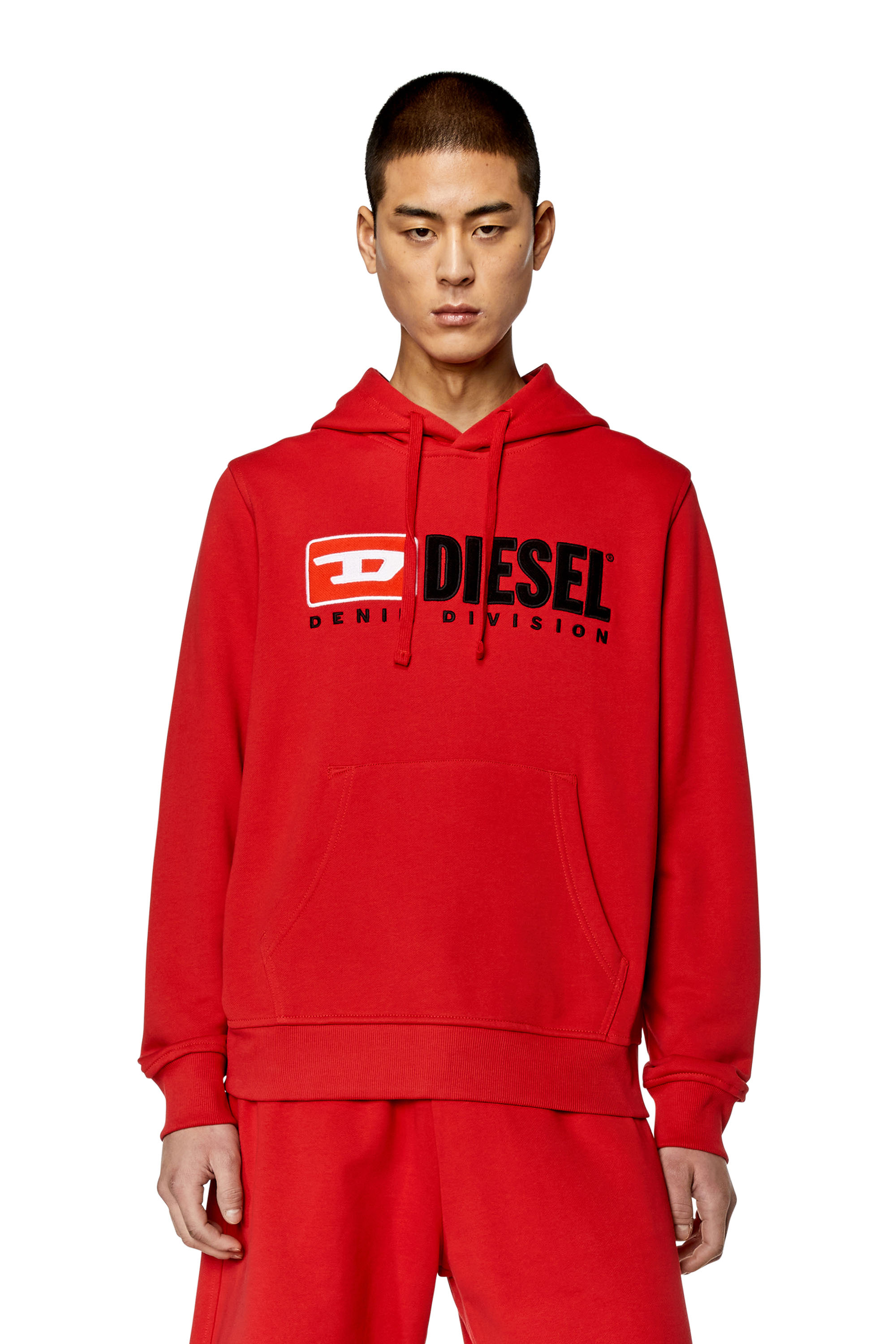 Diesel - Hoodie with logo appliqué - Sweaters - Man - Red