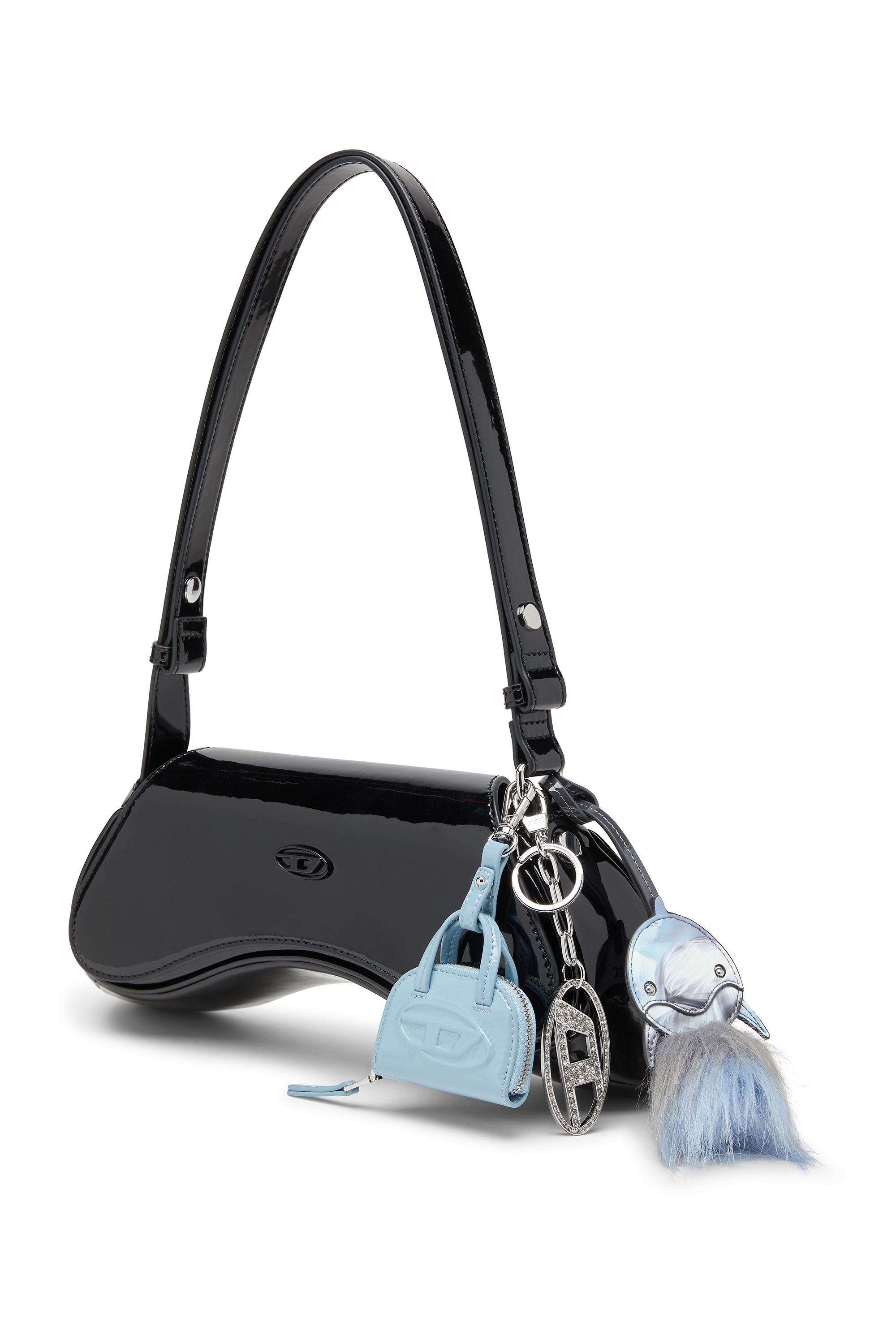 Diesel - FUR CHARMS II, Woman's Dolphin bag charm with fluffy tail in Azure - 2