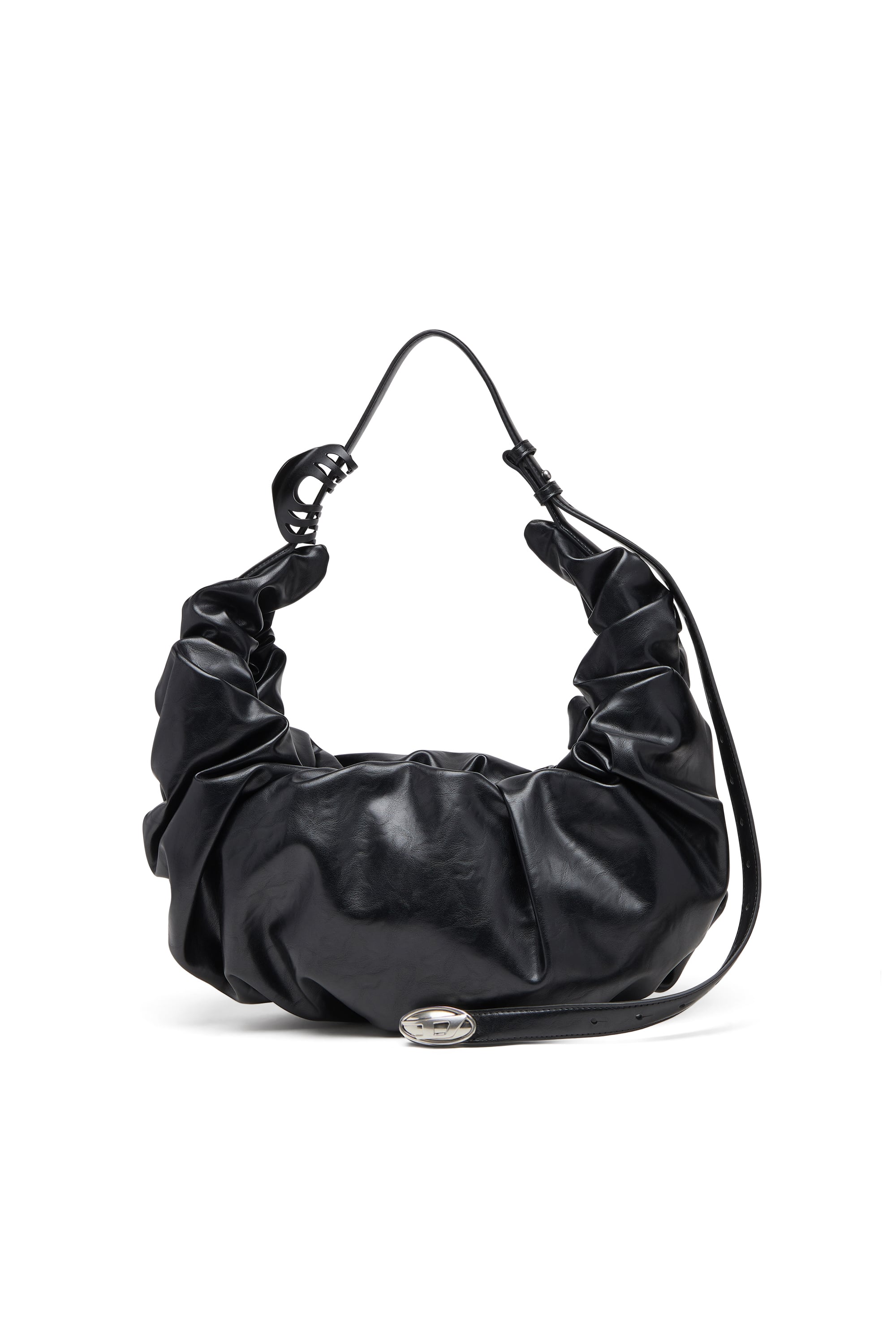 Diesel - Grab-D-Large scrunched hobo bag - Shoulder Bags - Woman - Black