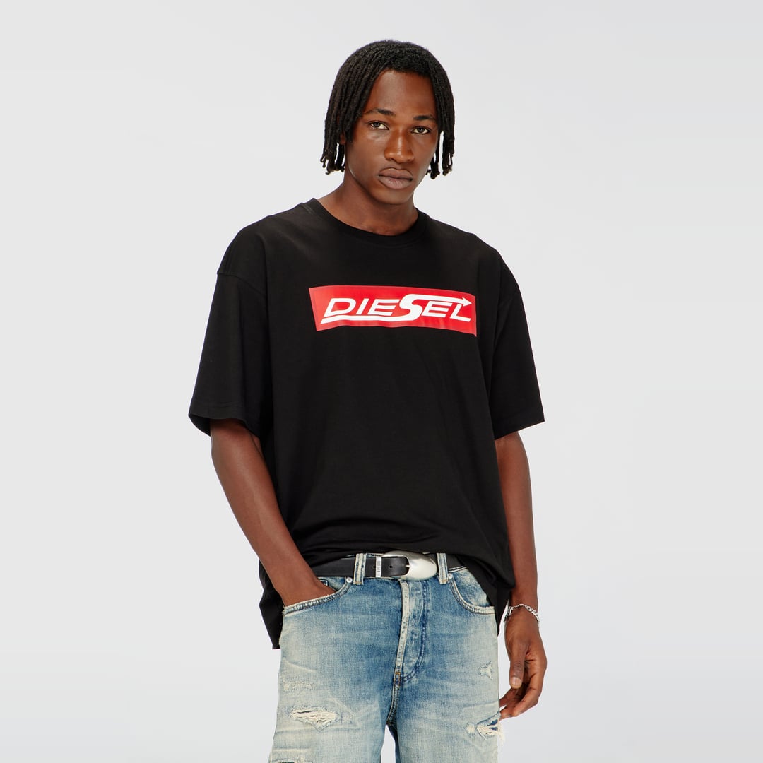 Diesel - Cotton T-shirt with Diesel logo print - T-Shirts - Man - Multicolor