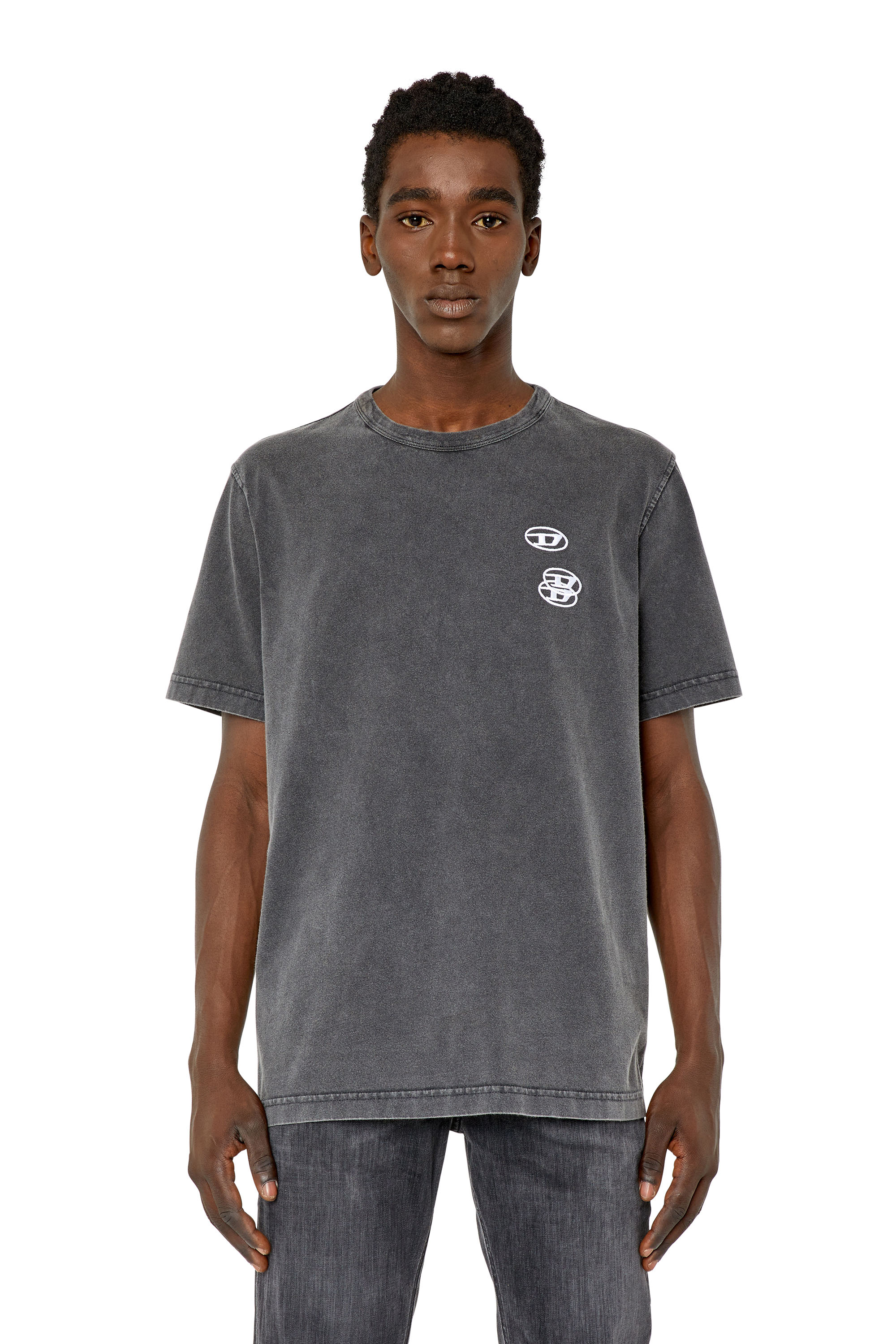 Diesel - T-shirt effetto sfumato con tre loghi ricamati - T-Shirts - Uomo - Nero