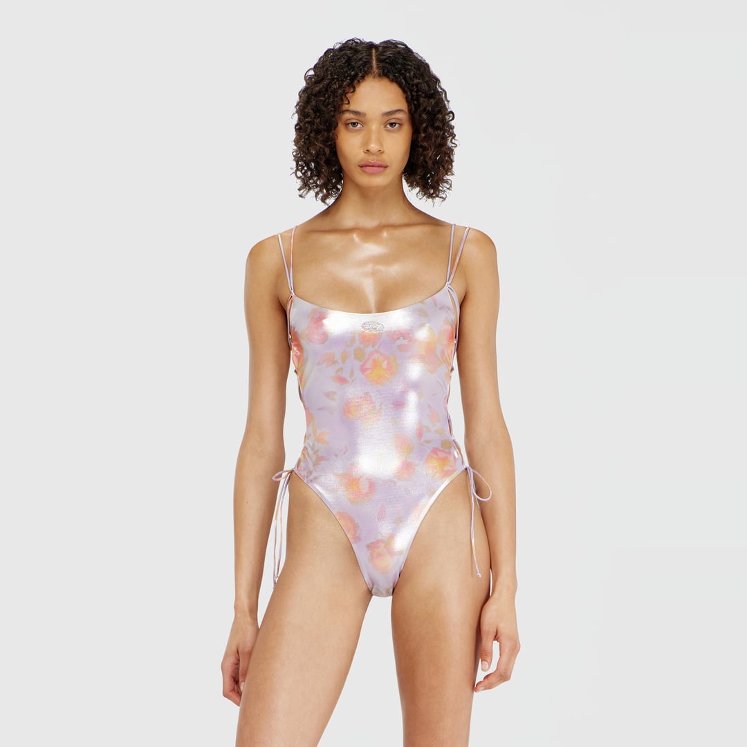 Diesel - Maillot de bain à lacets motif floral métallisé - Maillots de Bain - Femme - Violet