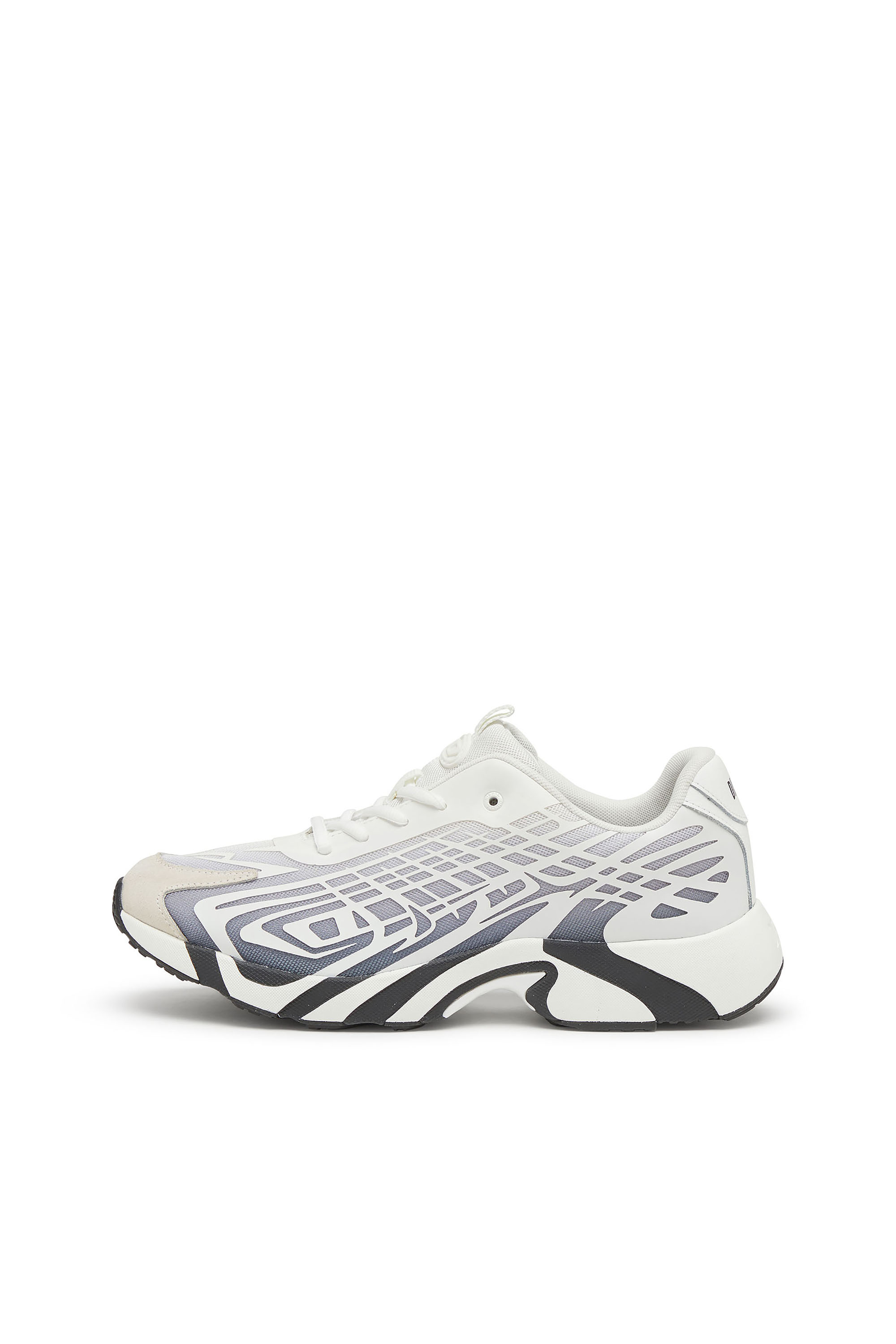 Diesel - S-D-VIT'S 500 LOW, Man's D-Vit-Sneakers in striped d&eacute;grad&eacute; mesh in White/Grey - 2