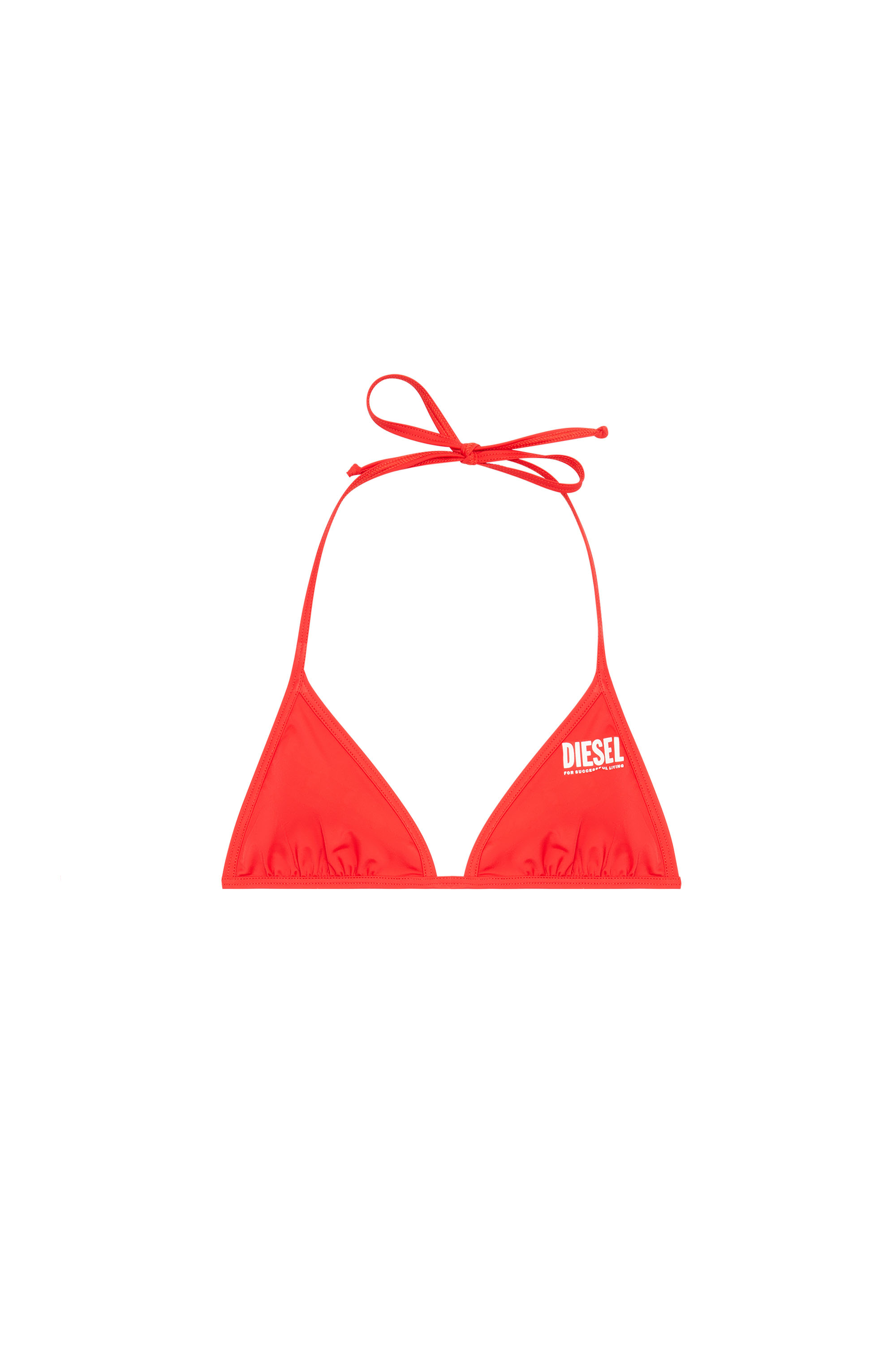 Diesel - Top bikini a triangolo con logo stampato - Reggiseni - Donna - Rosso
