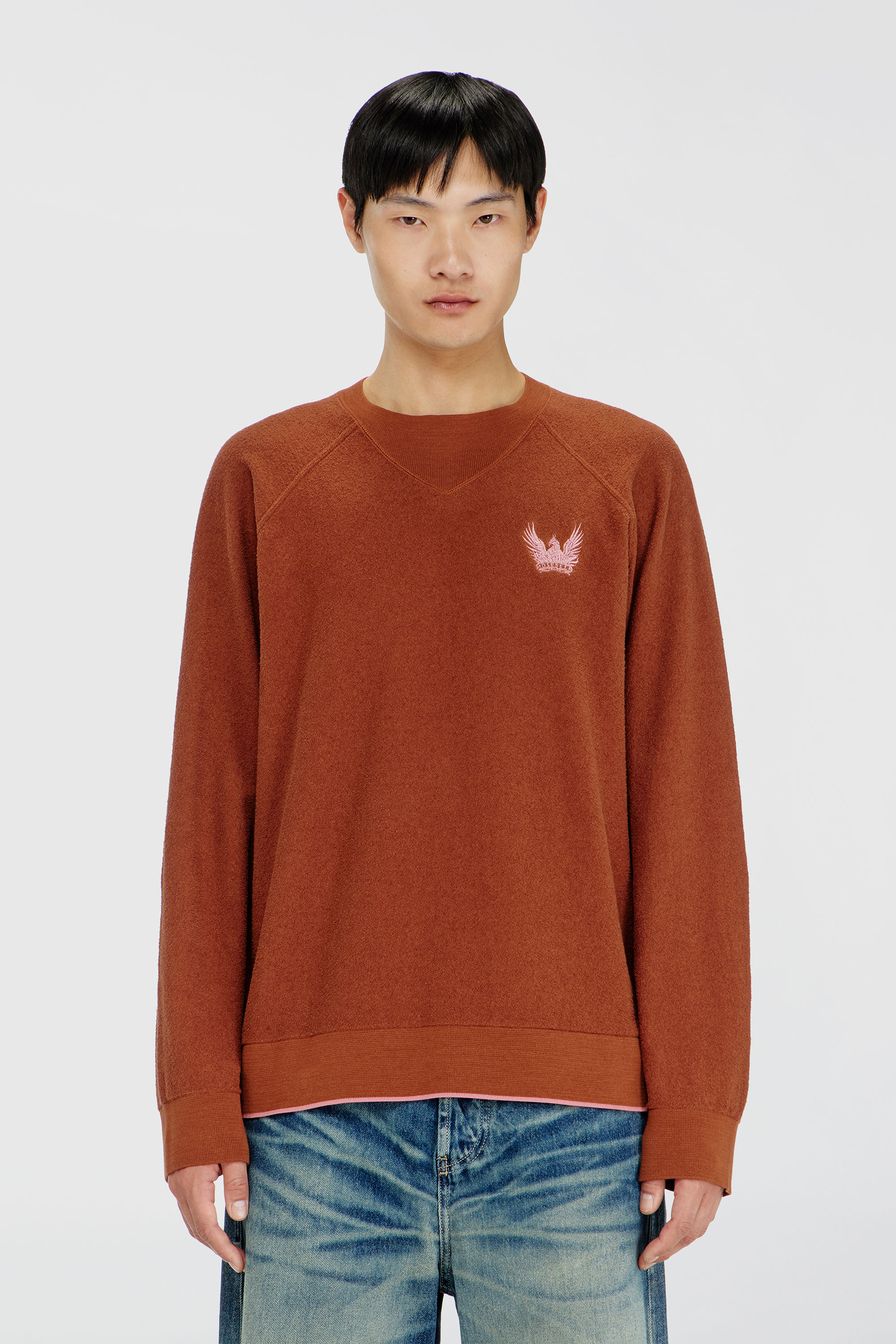 Diesel - Bouclé jumper with Phoenix embroidery - Knitwear - Man - Red