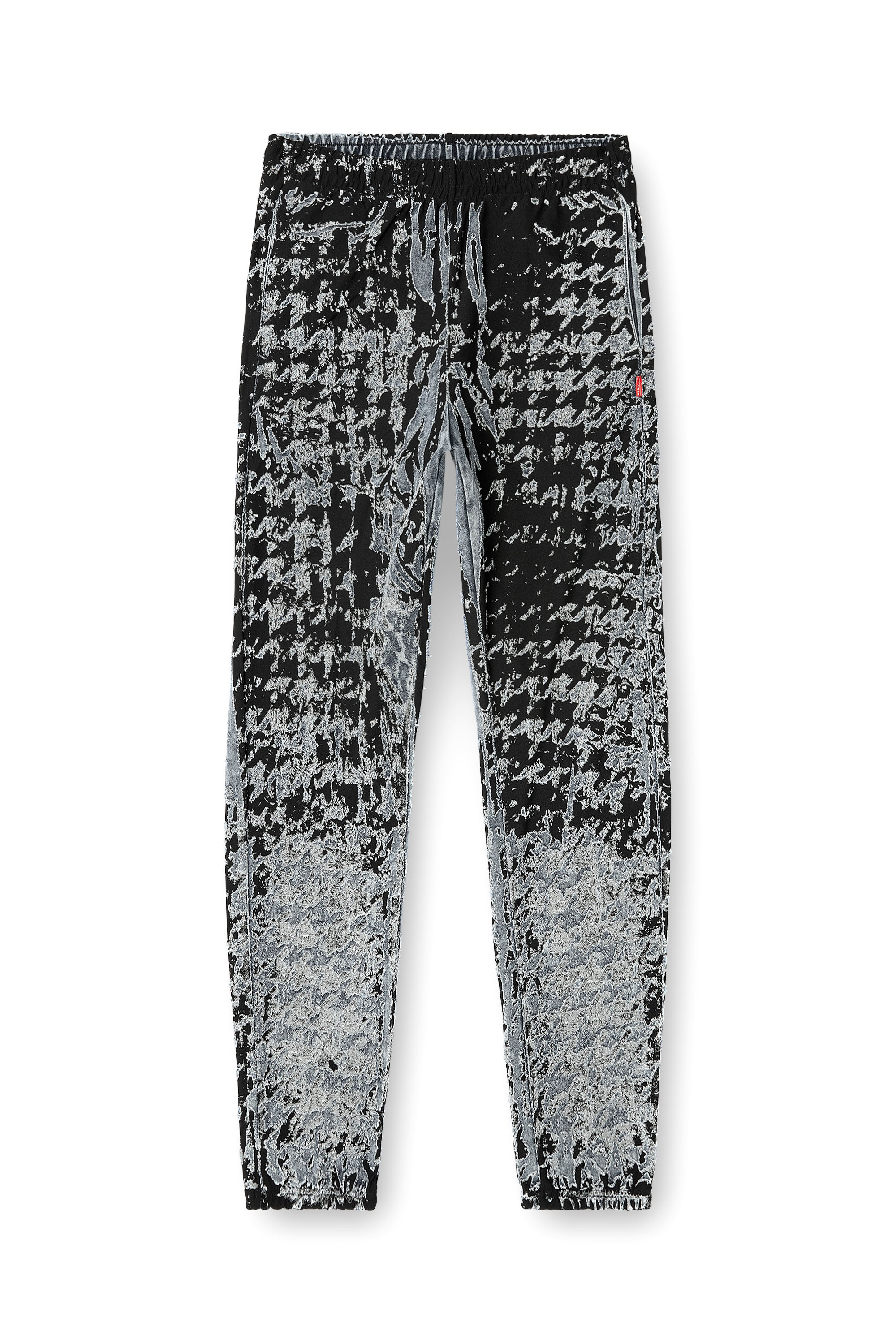 Diesel - P-LABIS, Man's Elasticated pants in devoré houndstooth in Black/White - 4