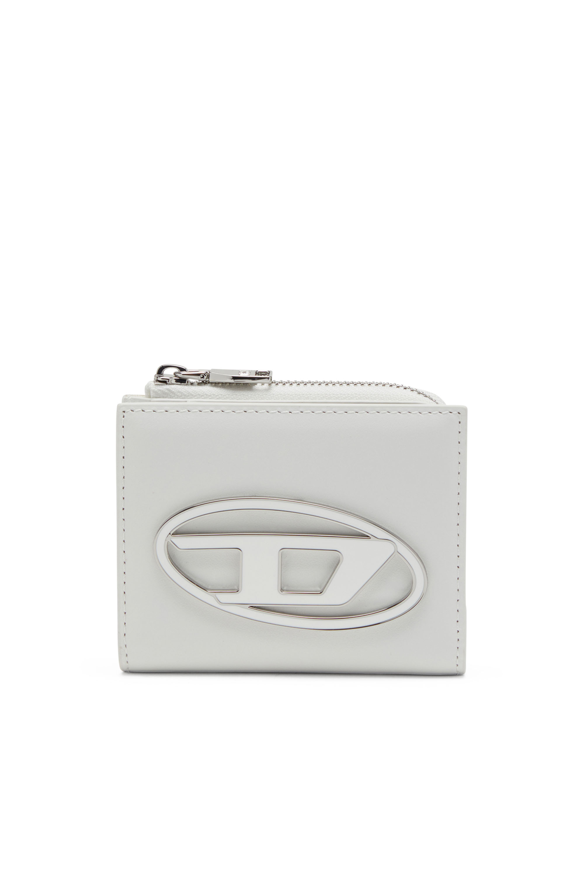 Shop Diesel Bi-fold Card Holder In Nappa Leather In Bianco