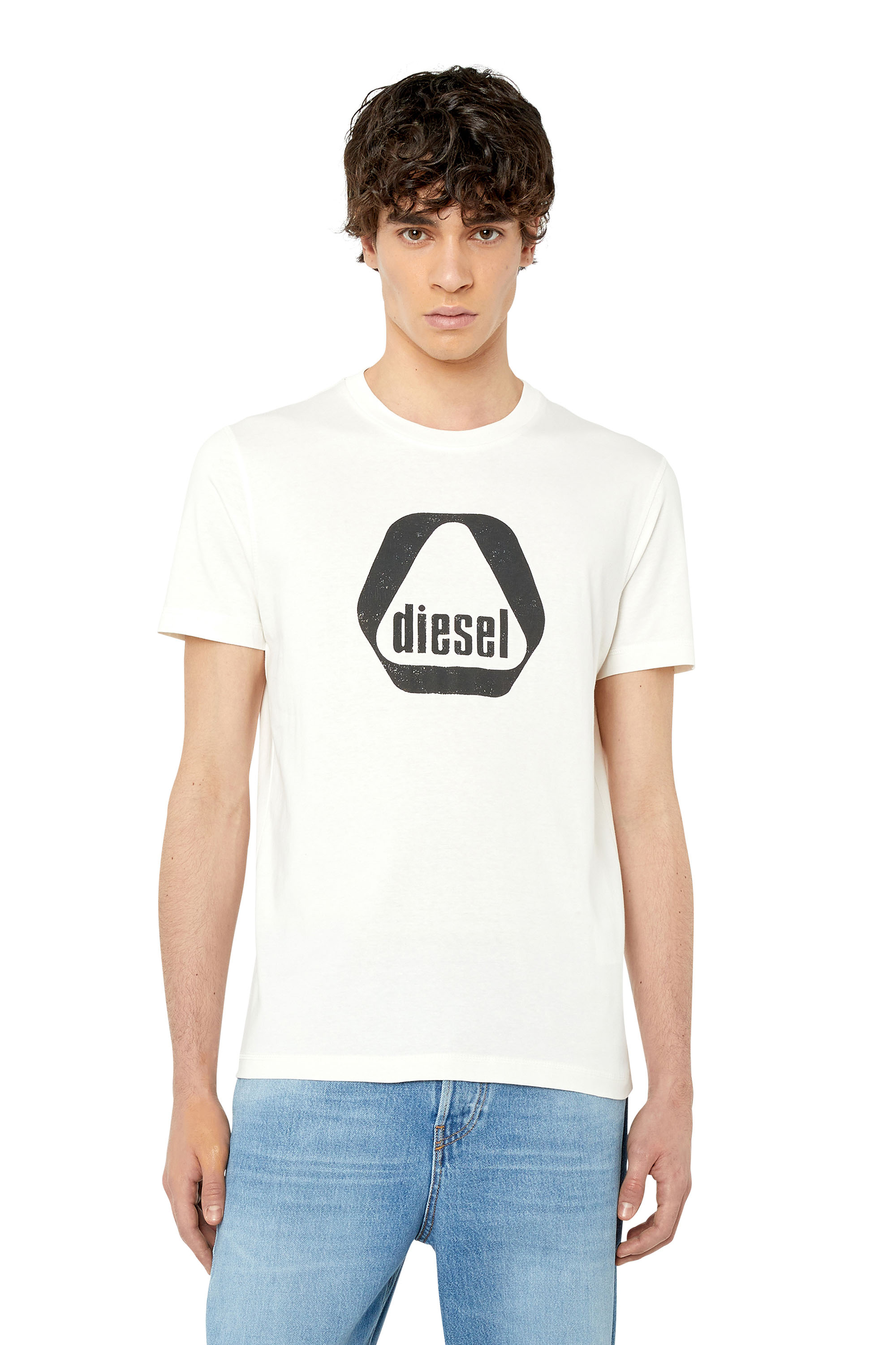 Diesel - T-shirt con logo utility stampato - T-Shirts - Uomo - Bianco