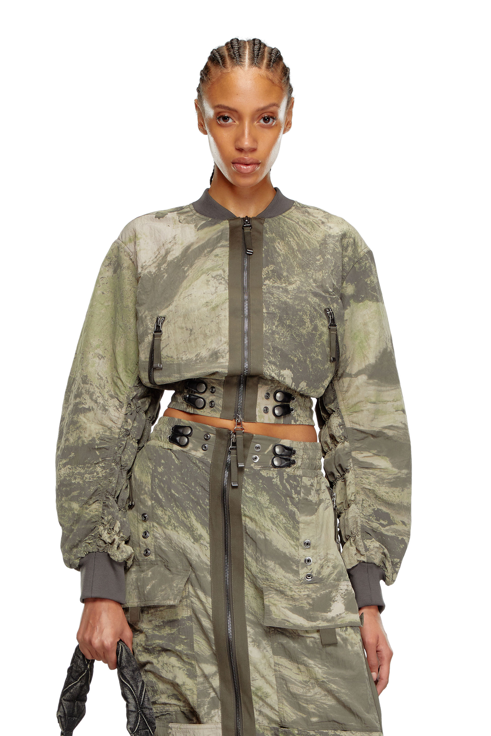 Shop Diesel Bomber Jacket In Light Nylon In Green