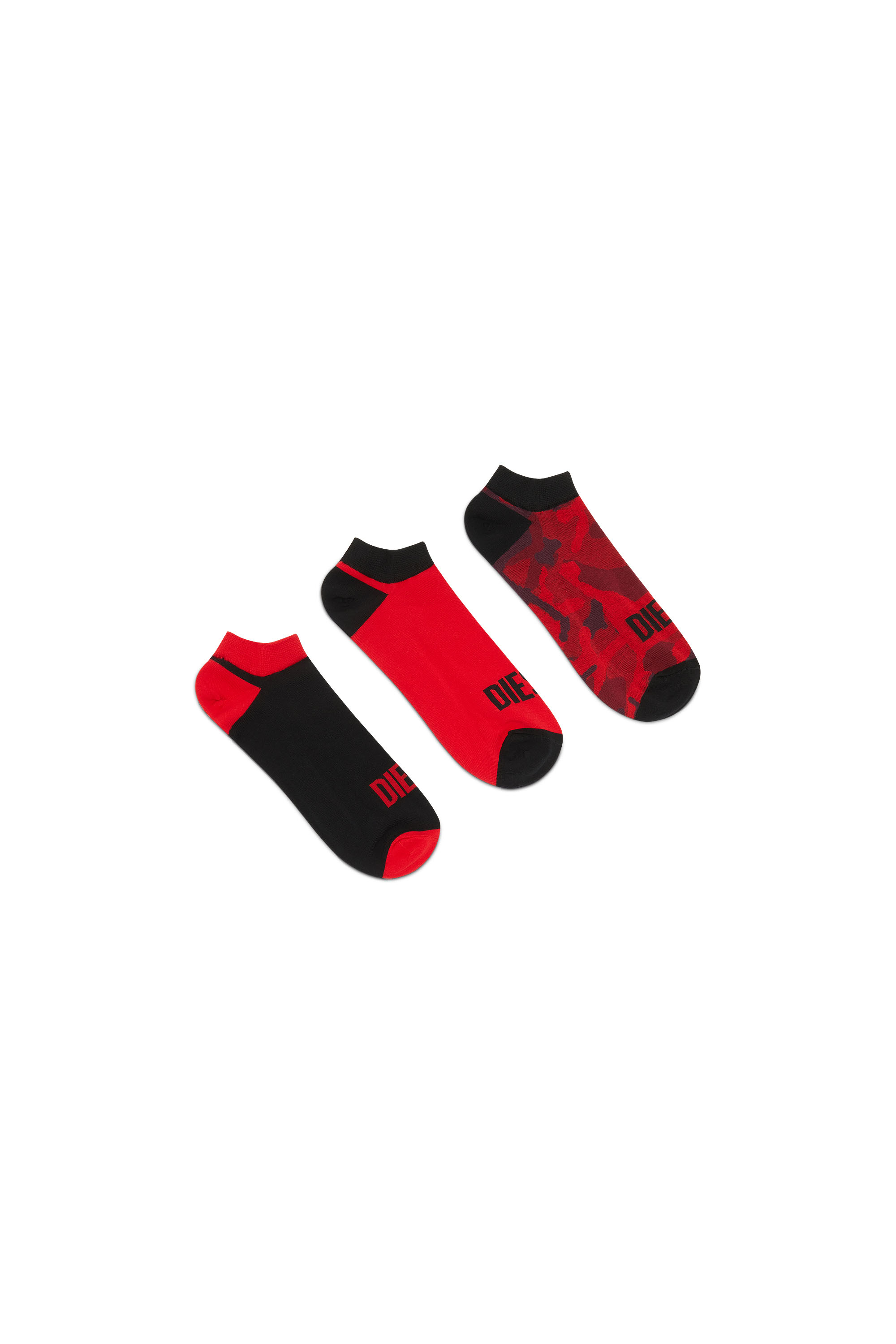 Diesel Three-pack Low-cut Camo Socks In Multicolor