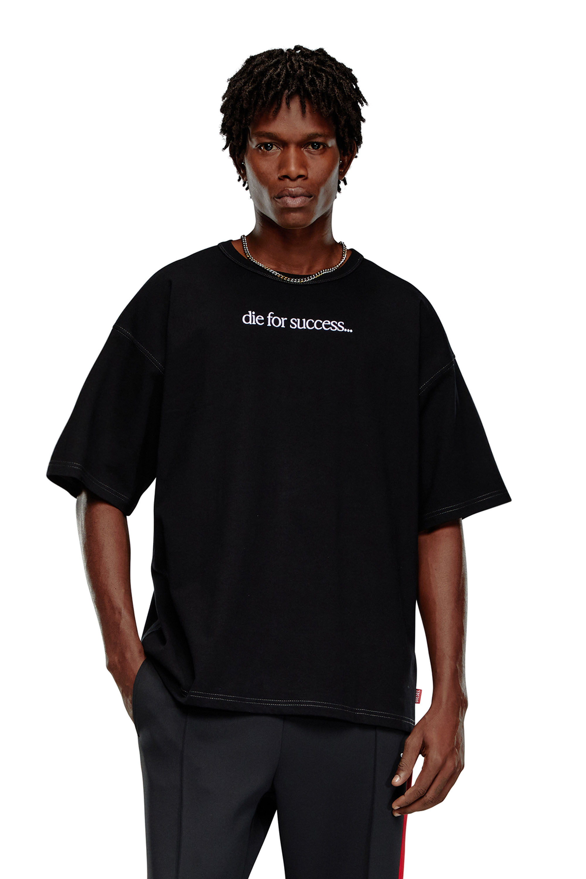 Diesel - T-shirt with Die For Success embroidery - T-Shirts - Man - Black