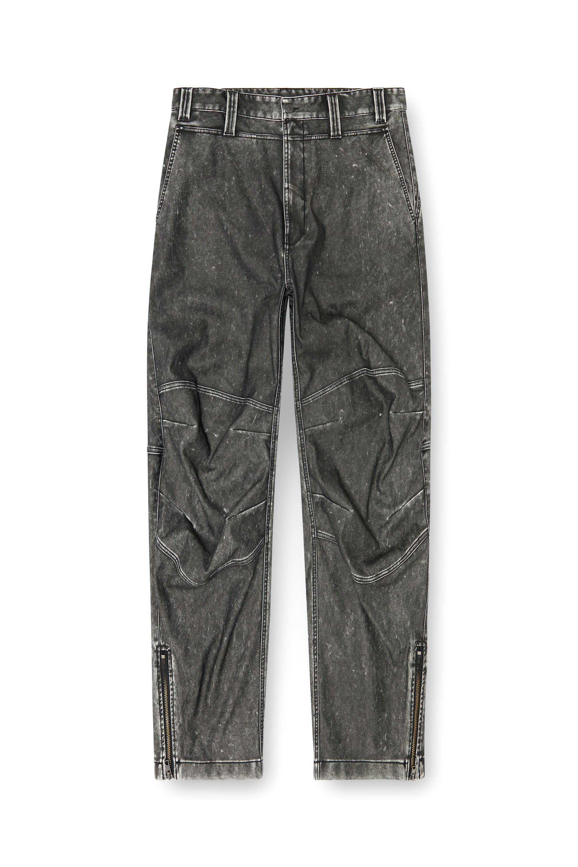 Diesel - P-DELLY-NJCJ, Man's Pants in distressed-effect bonded material in Dark grey - 2