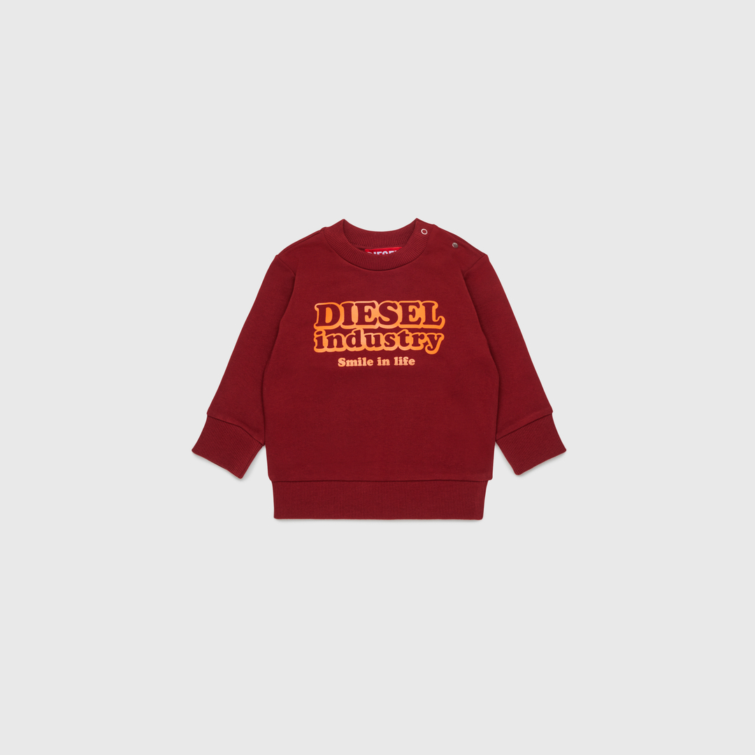 Diesel - Sweatshirt en coton avec imprimé Diesel Industry - Pull Cotton - Homme - Rouge