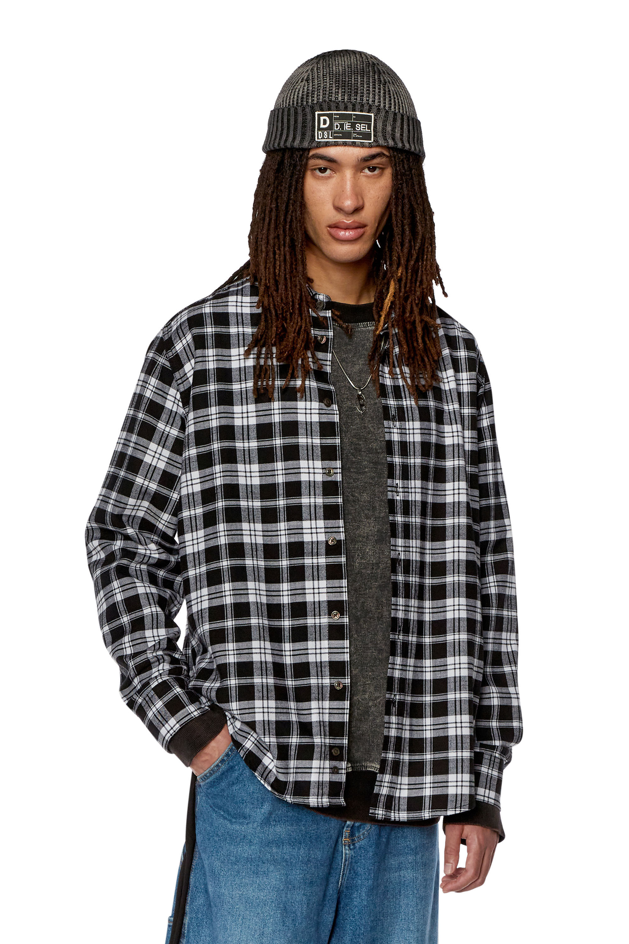 Shop Diesel Shirt In Checked Flannel In Multicolor