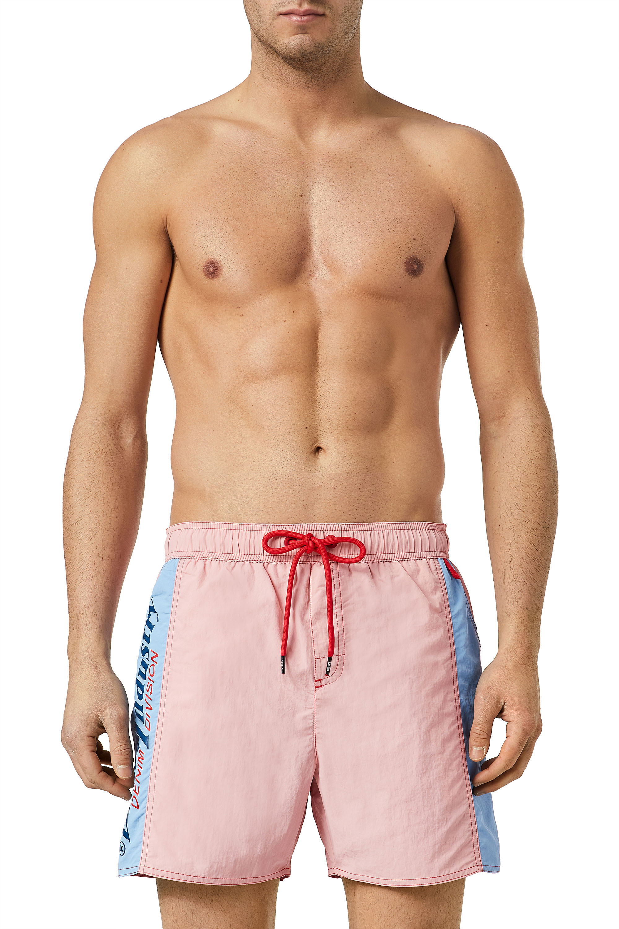 Diesel Mid-length Swim Shorts With Side Panels In Pink