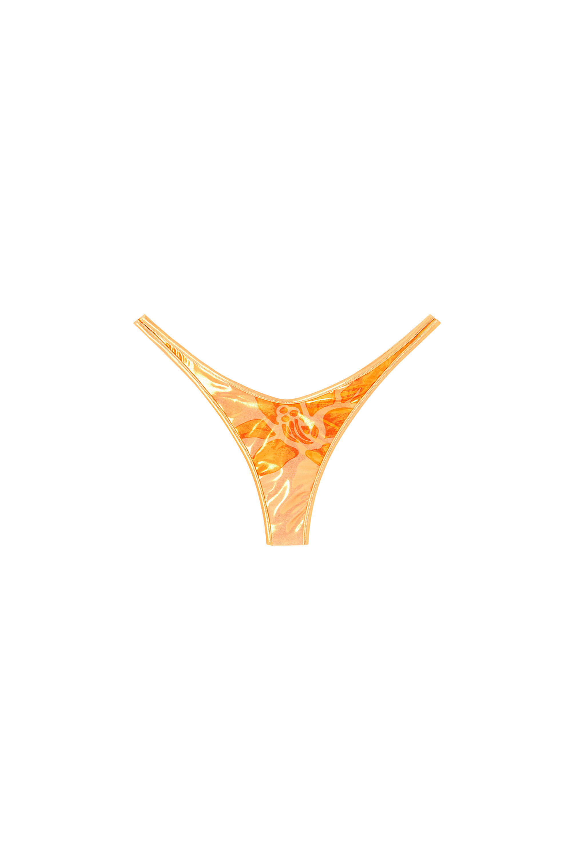 Diesel - Tropik_ta Thong, Woman's Metallic bikini thong with lotus print in Orange - 4