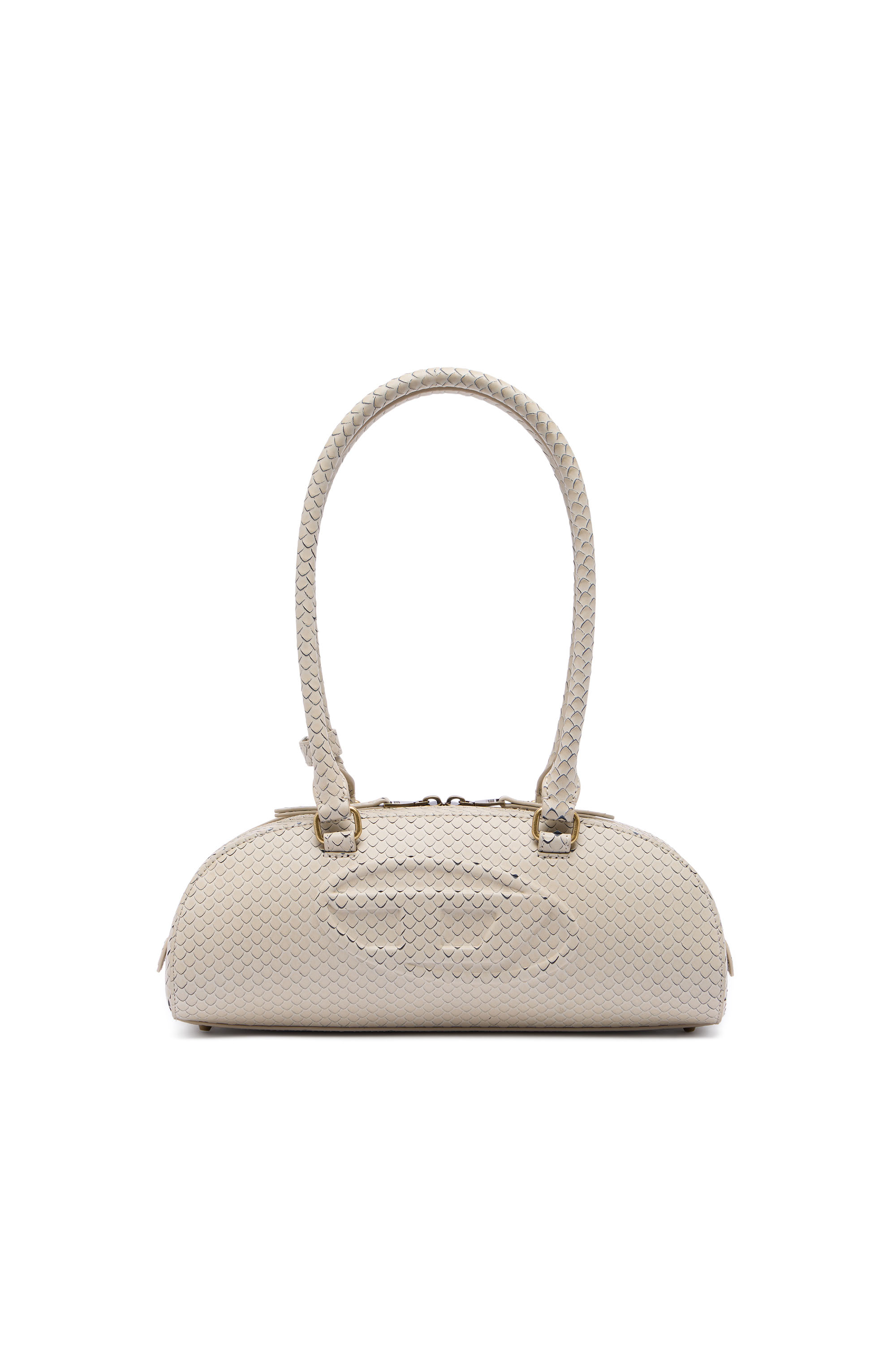 Diesel Women's Beige - 1Dr Dome-Elongated Bowling Bag In Snake-Effect Leather - Shoulder Bags - Woman Uni