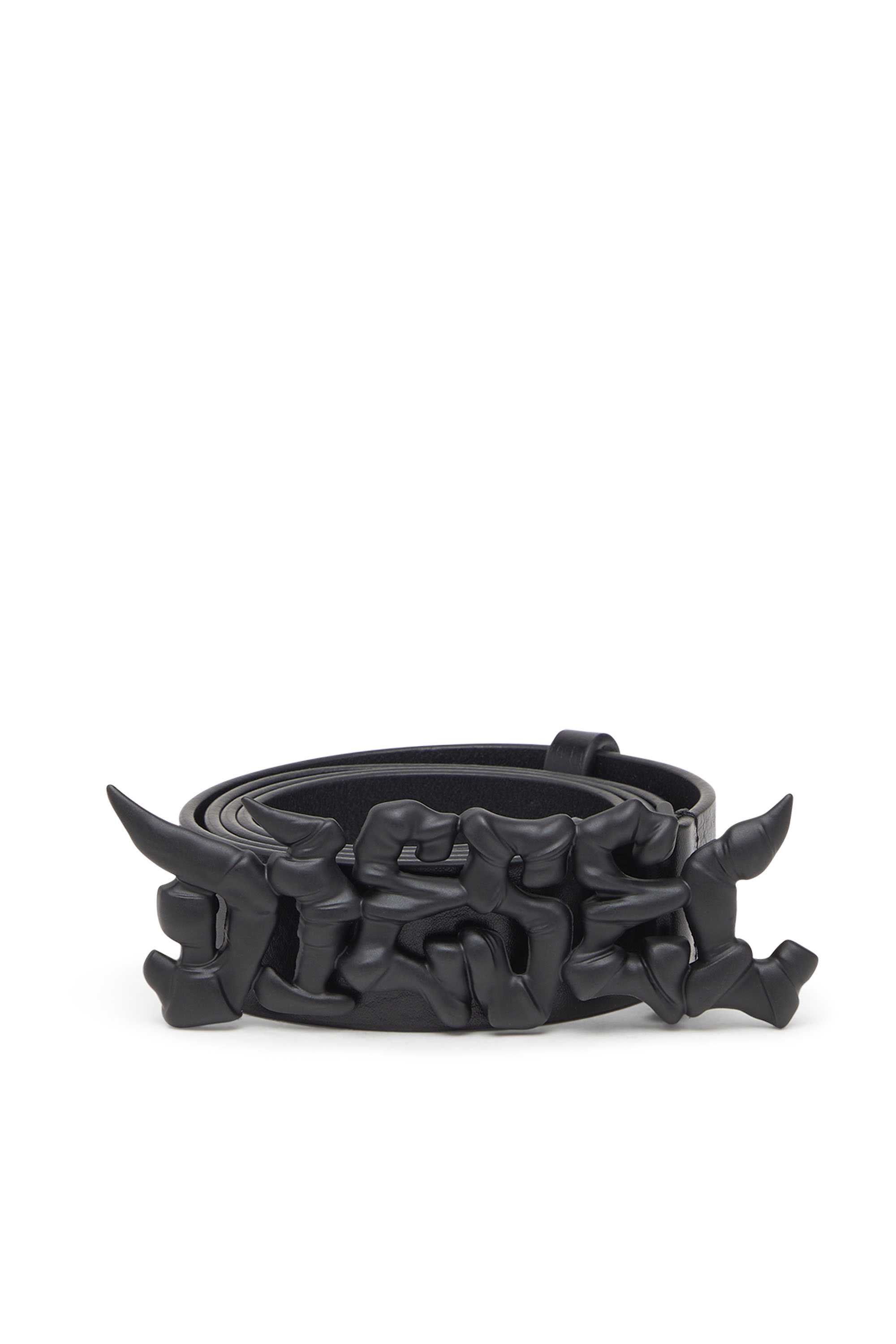 Diesel 3.5cm Pull-up Leather Belt With Graffiti Buckle In Black