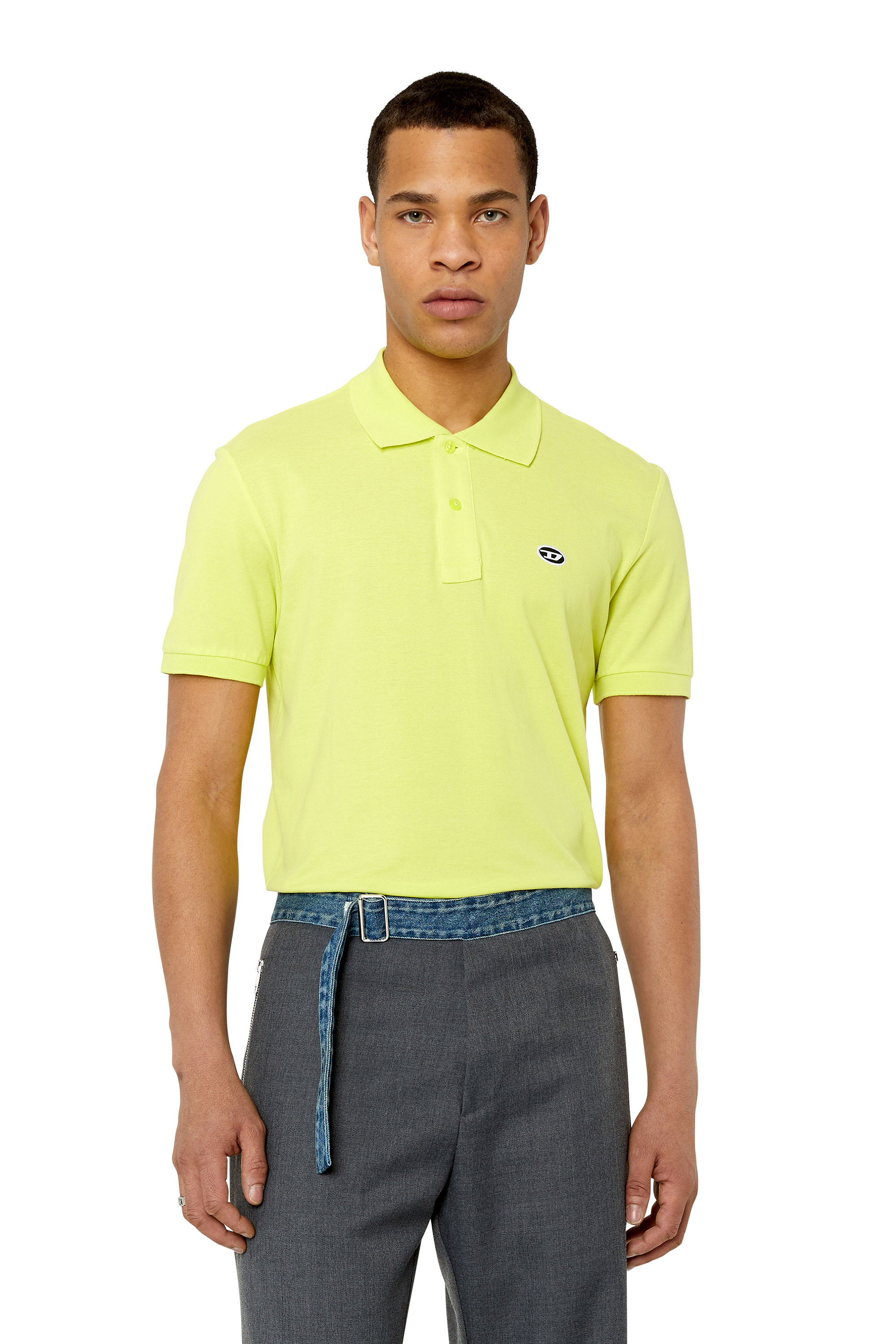 Diesel - Polo shirt with oval D patch - Polos - Man - Yellow