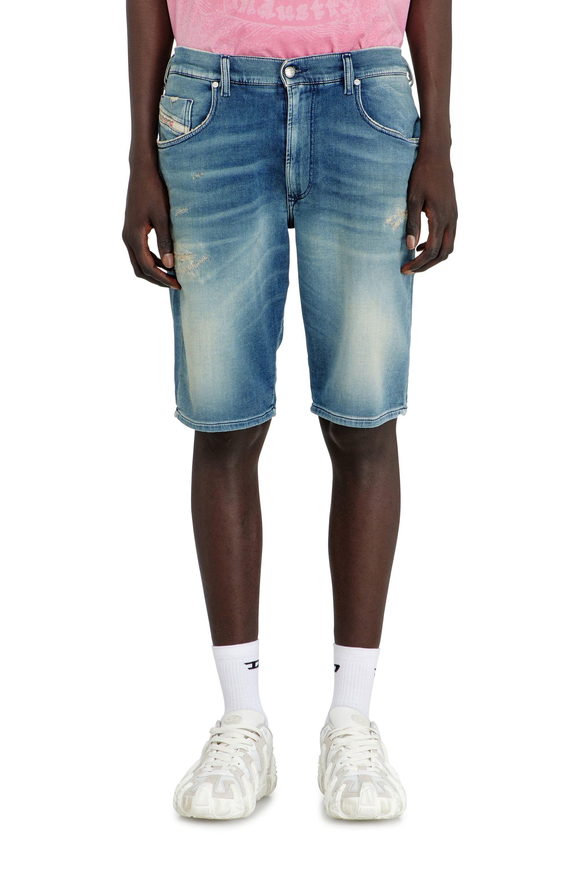 Diesel - Chino shorts in JoggJeans with worn finish - Denim short pants - Man - Blue