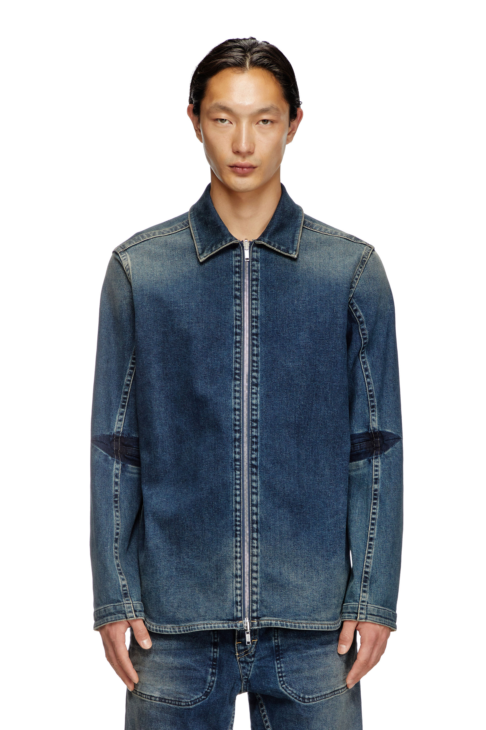 Diesel - Zipped shirt in Rehab denim - Denim Shirts - Man - Blue